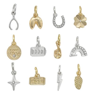 Lot - 14kt Yellow Gold Charm Bracelet with Gold and Gold-Filled Charms +  Baseball Hat Charm + 14kt Pin