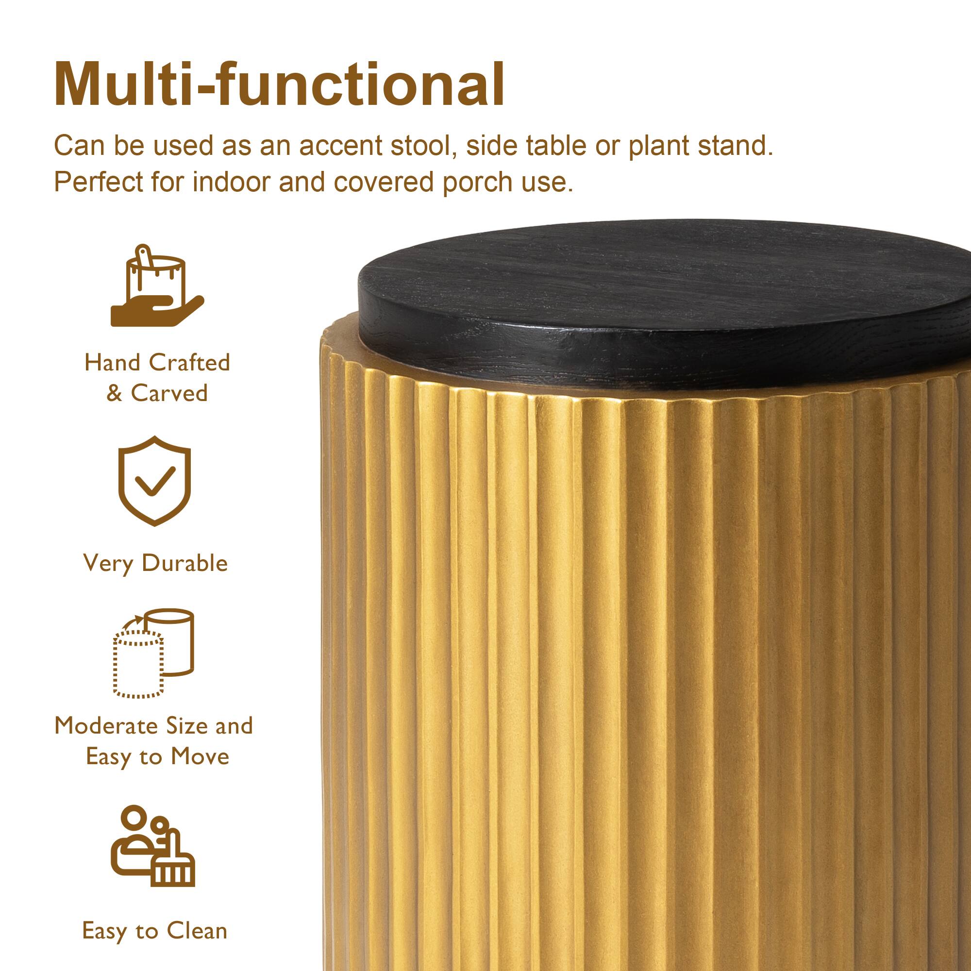 Glitzhome&#xAE; 17.5&#x22; Antique Gold Fluted Side Table