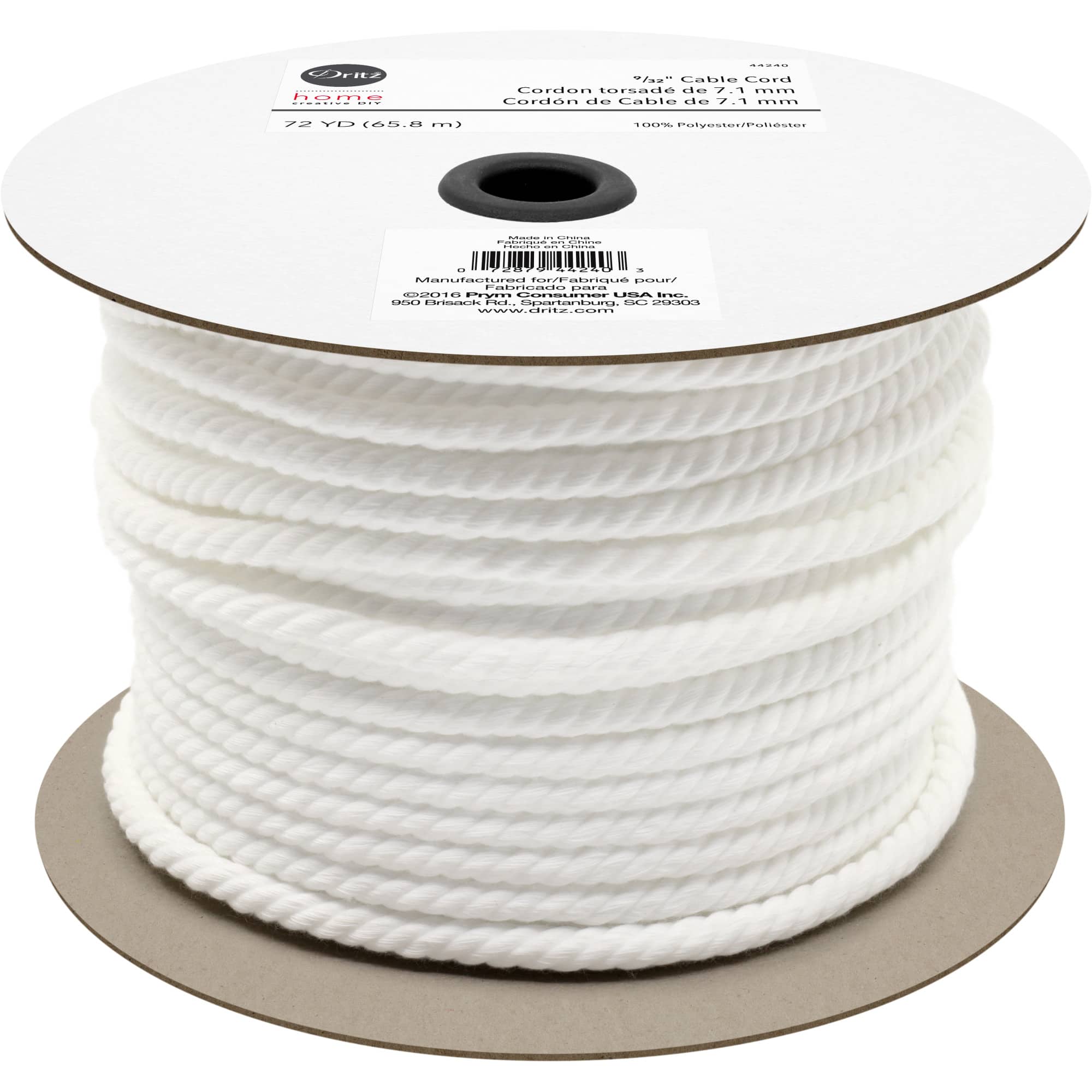 Dritz&#xAE; Home White 9/32&#x22; Polyester Cable Cord, 72yd.