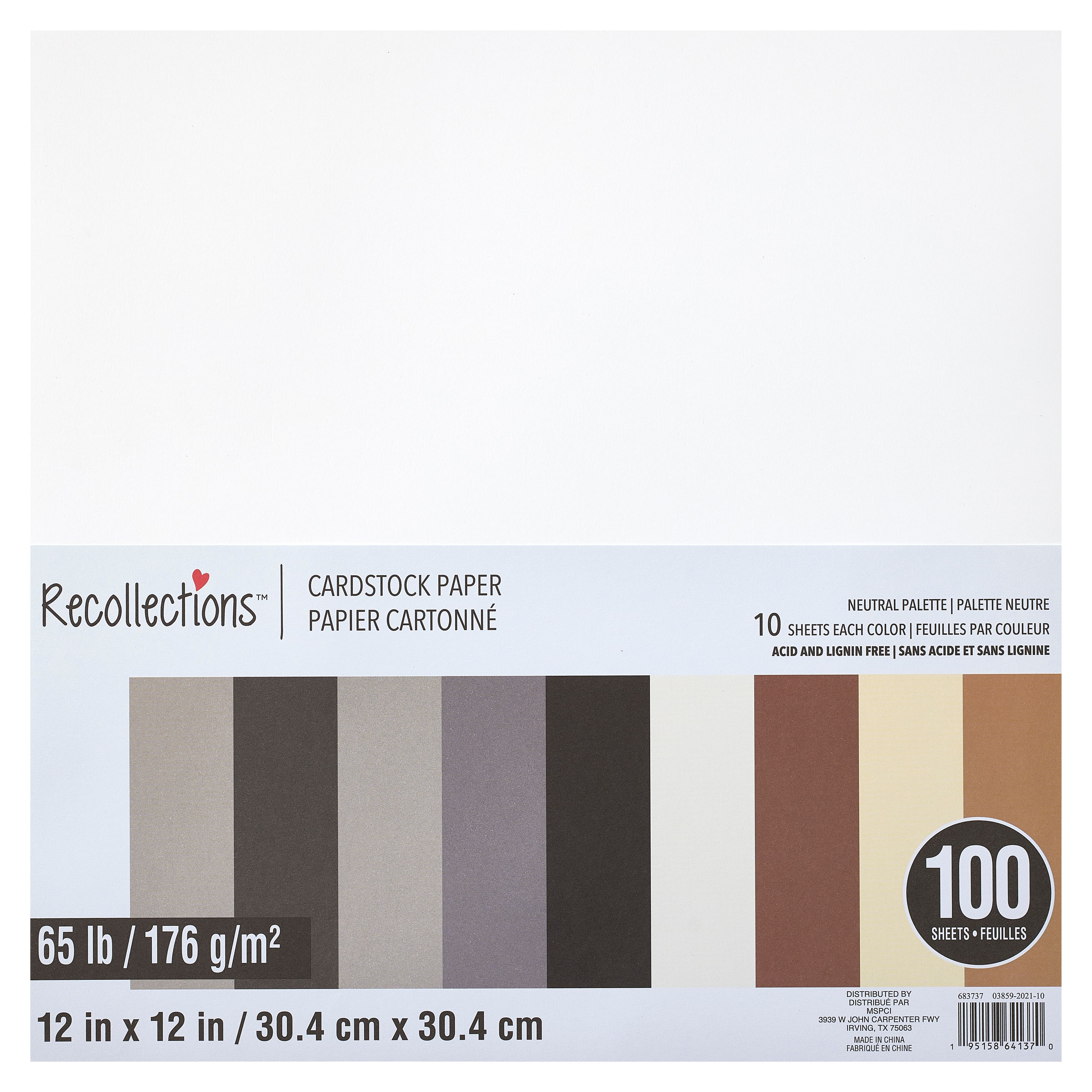 Neutral Palette 12&#x22; x 12&#x22; Cardstock Paper by Recollections&#x2122;, 100 Sheets