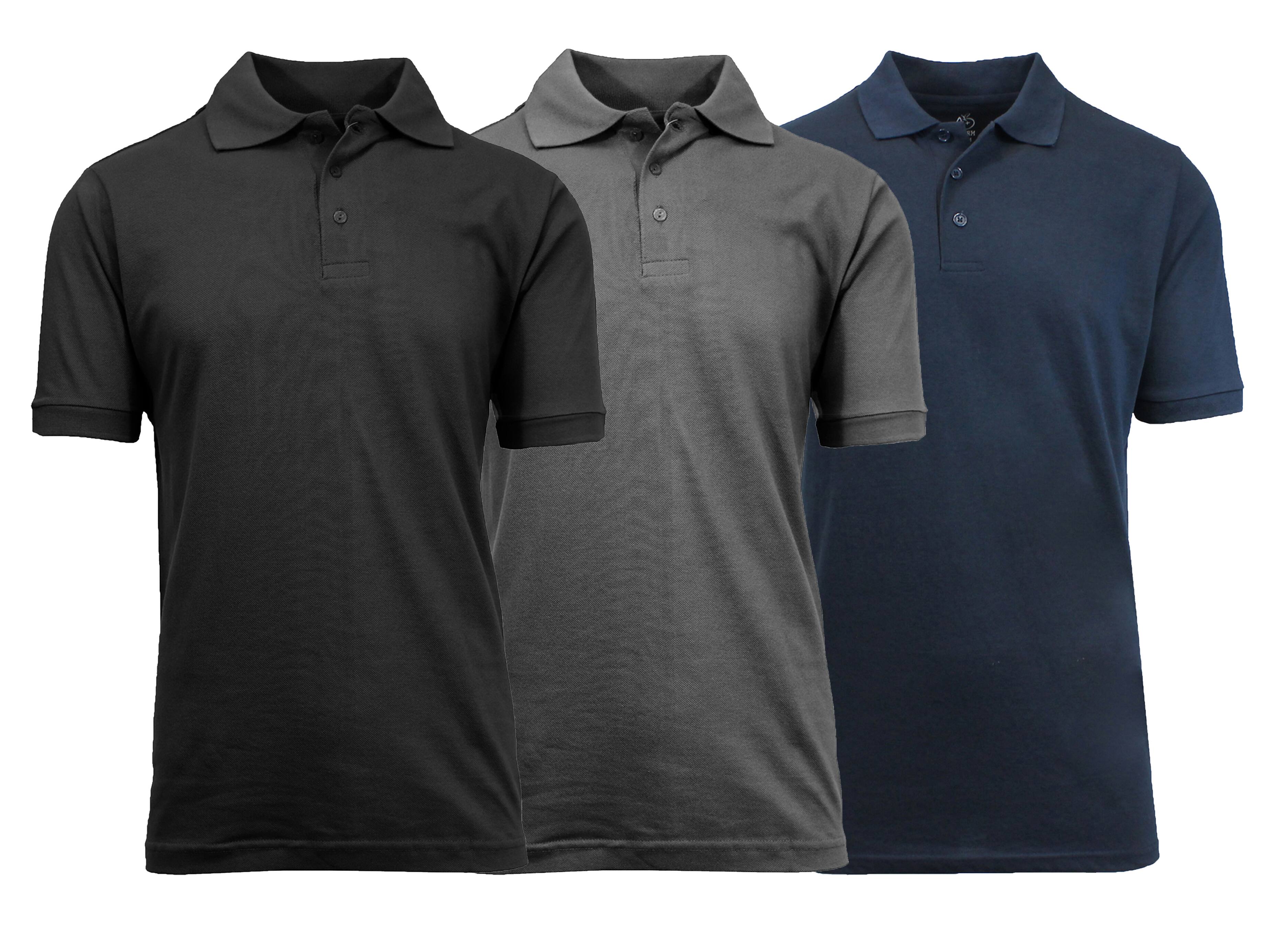 Galaxy By Harvic Short Sleeve Men's Pique Polo Shirt 3 Pack