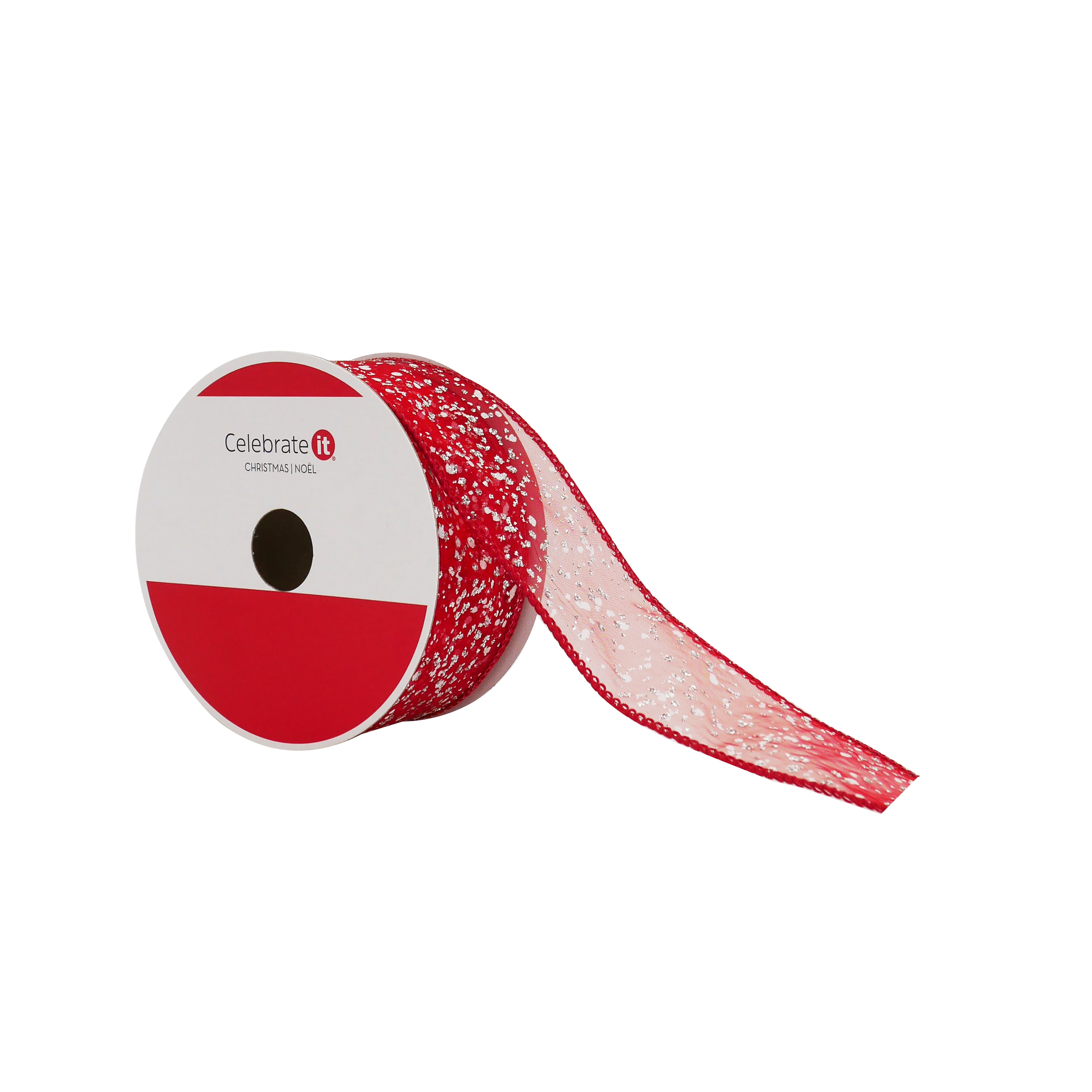 1.5&#x22; x 30ft. Red Sugar Wired Sheer Ribbon by Celebrate It&#xAE;