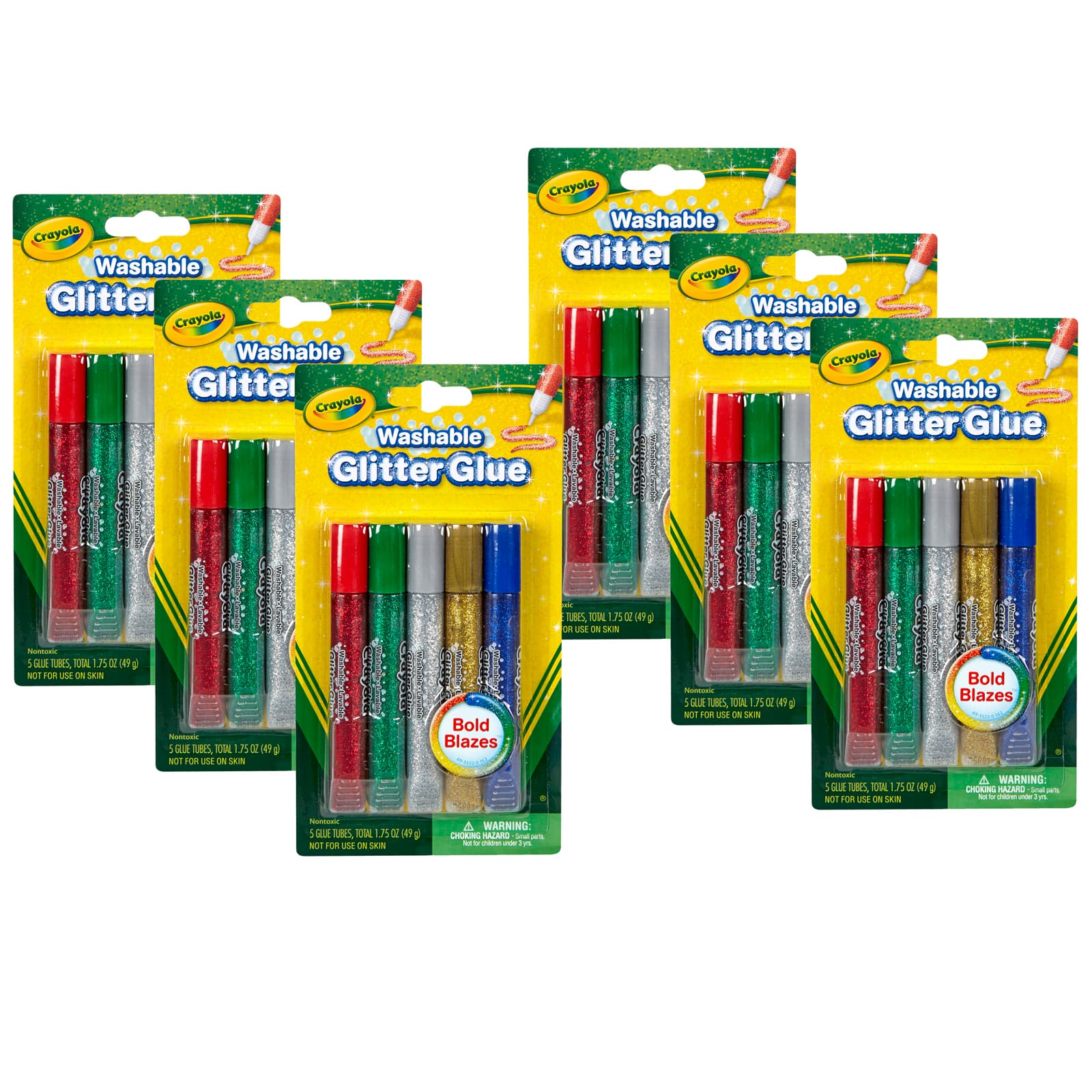 6 Packs: 6 Packs 5 ct. (180 total) Crayola&#xAE; Bold Washable Glitter Glue