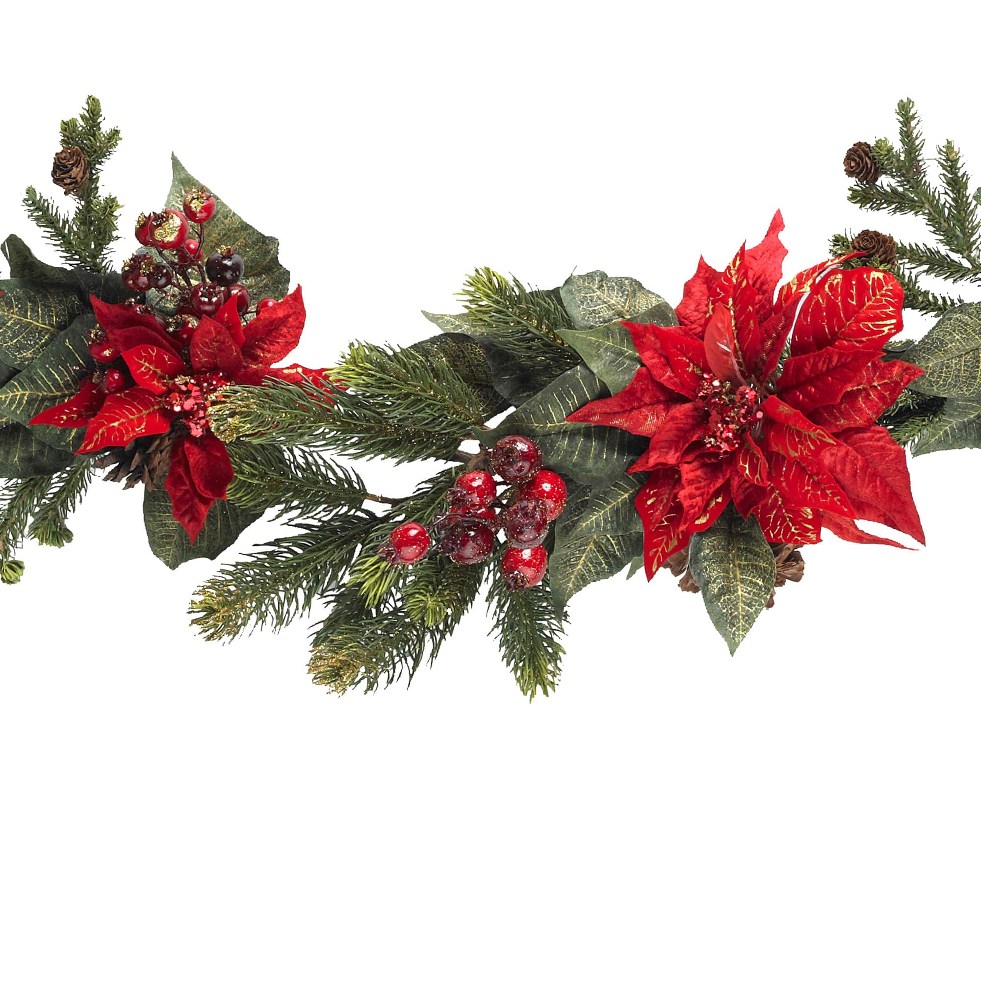 5ft. Poinsettia & Berry Artificial Garland