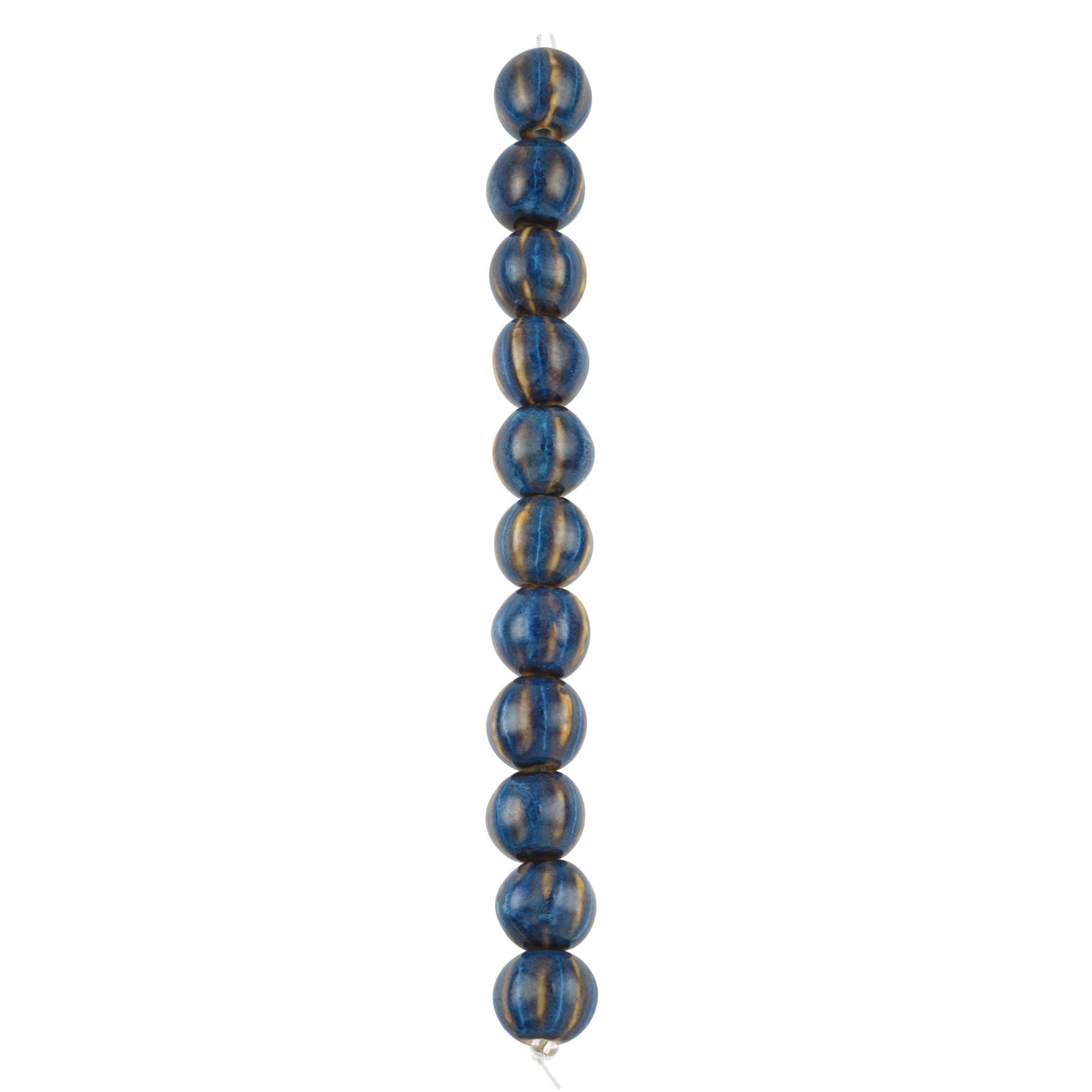 12 Packs: 11 ct. (132 total) Blue Ceramic Round Melon Beads, 15mm by Bead Landing™