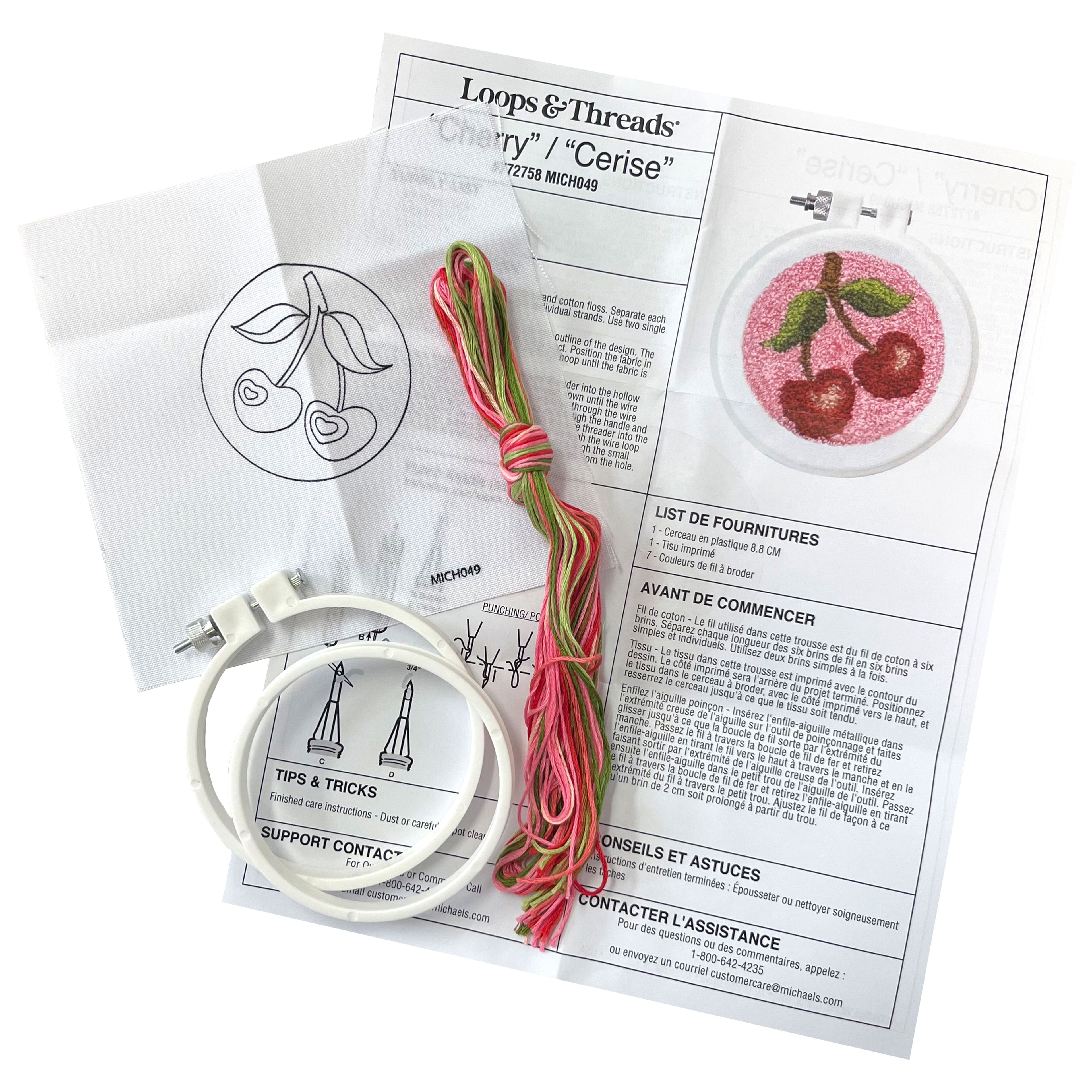 3.5" Cherry Punch Needle Kit by Loops & Threads®