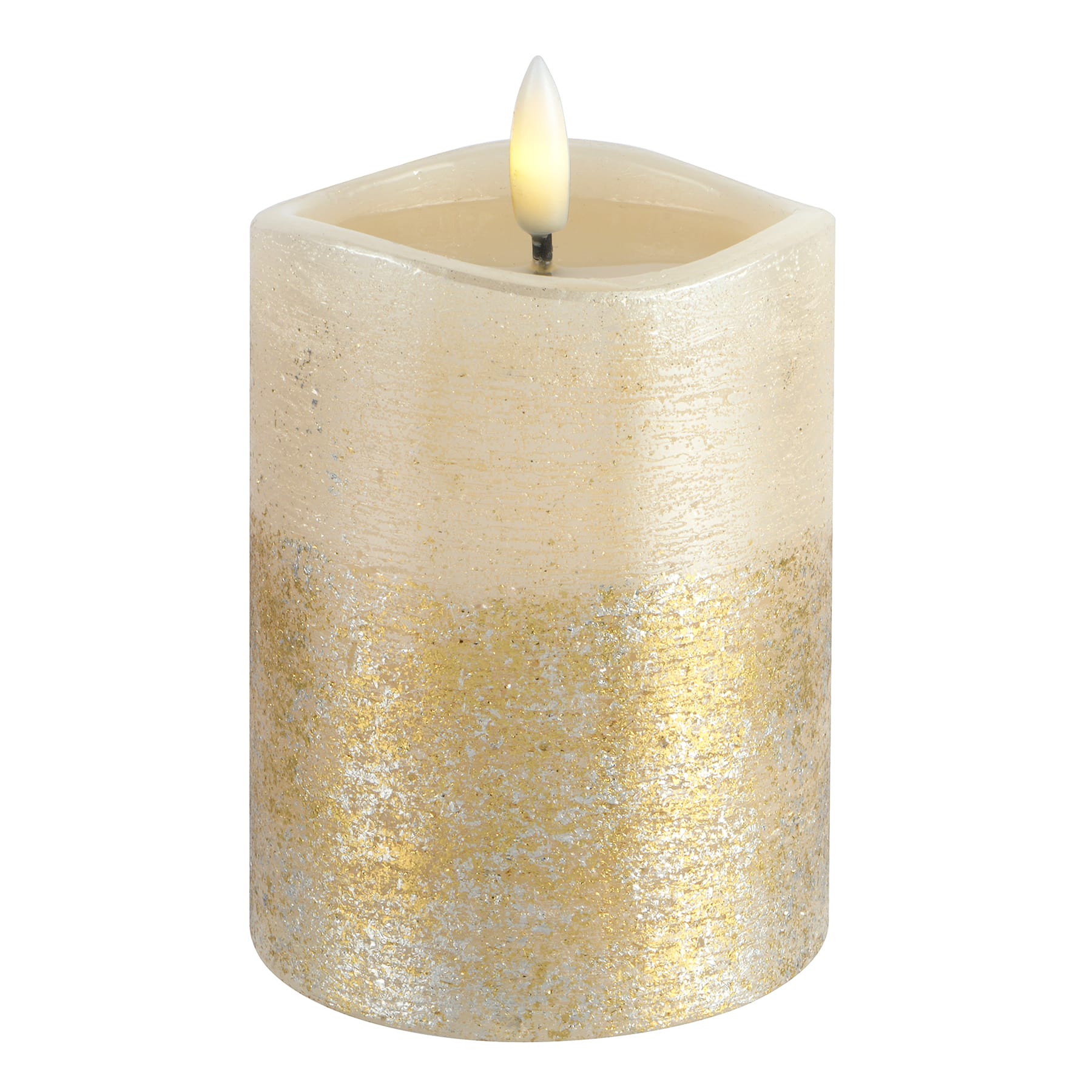 3&#x22; x 4&#x22; Cream &#x26; Gold LED Wax Pillar Candle by Ashland&#xAE;