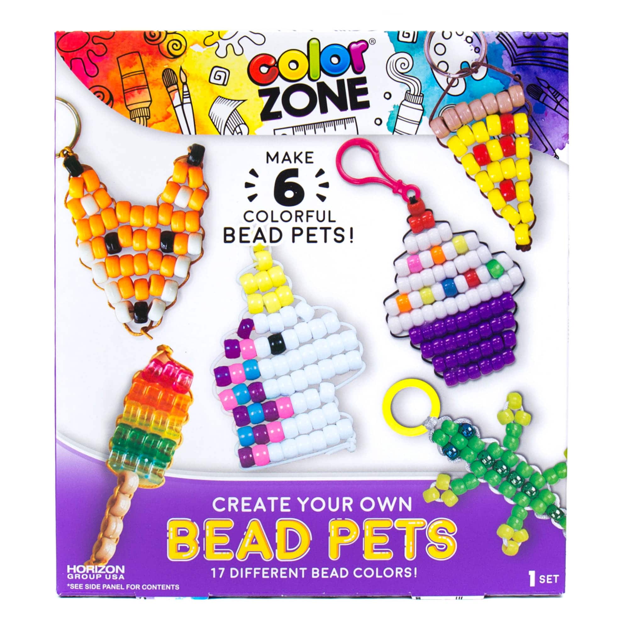 12 Pack: Color Zone® Create Your Own Bead Pet Kit