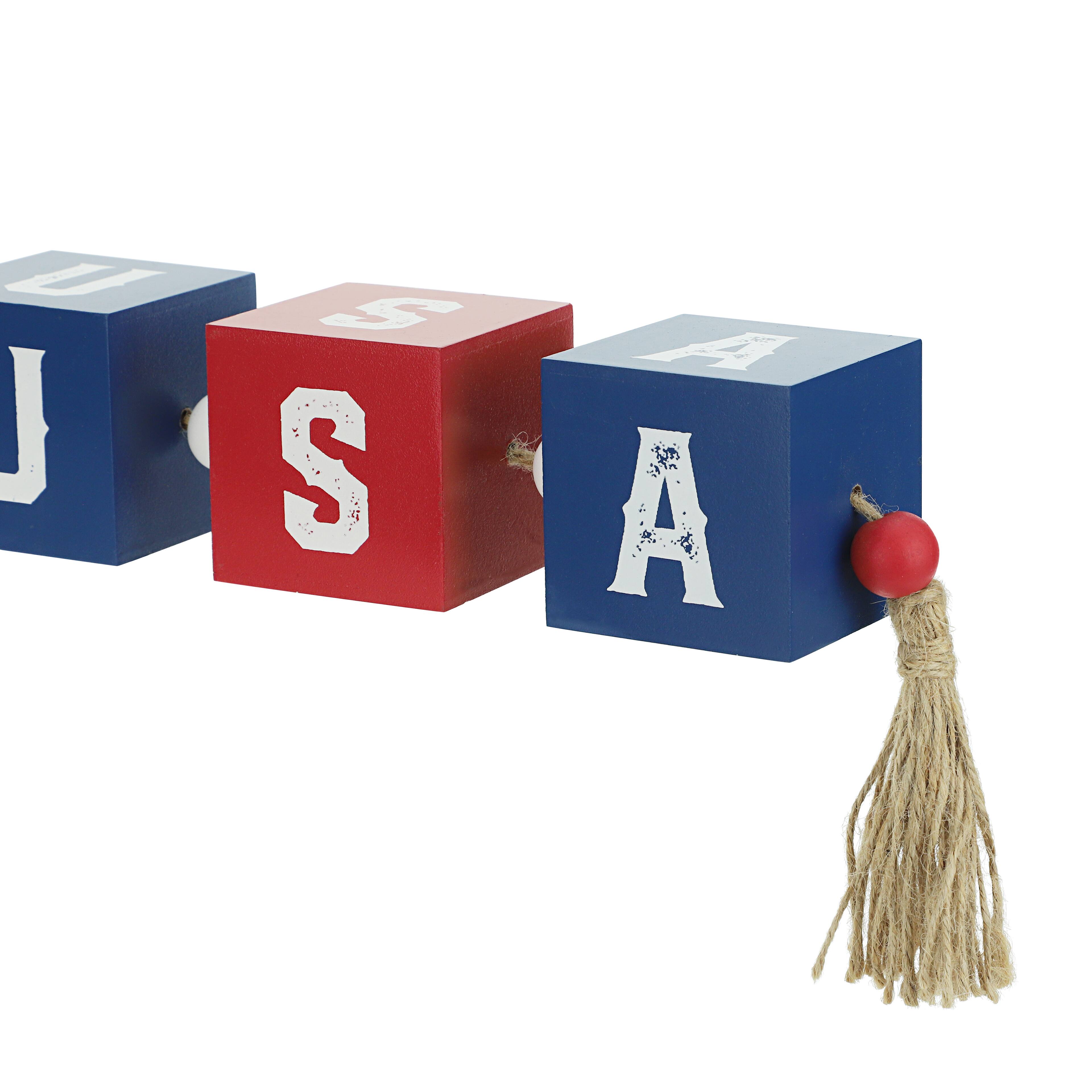 16.5&#x22; Red, White &#x26; Blue USA Blocks Tabletop D&#xE9;cor by Celebrate It&#x2122;