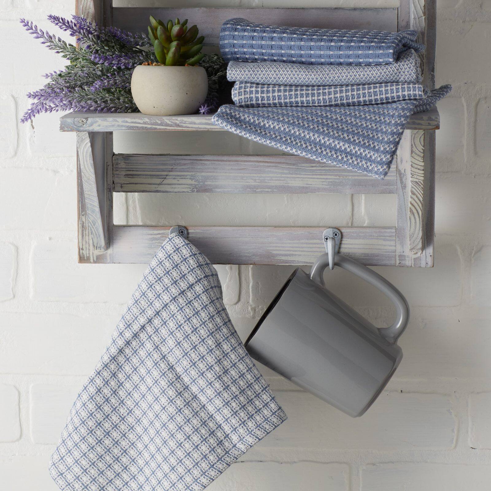 DII® Stonewash Mixed Pattern Blue Dishcloths, 5ct.