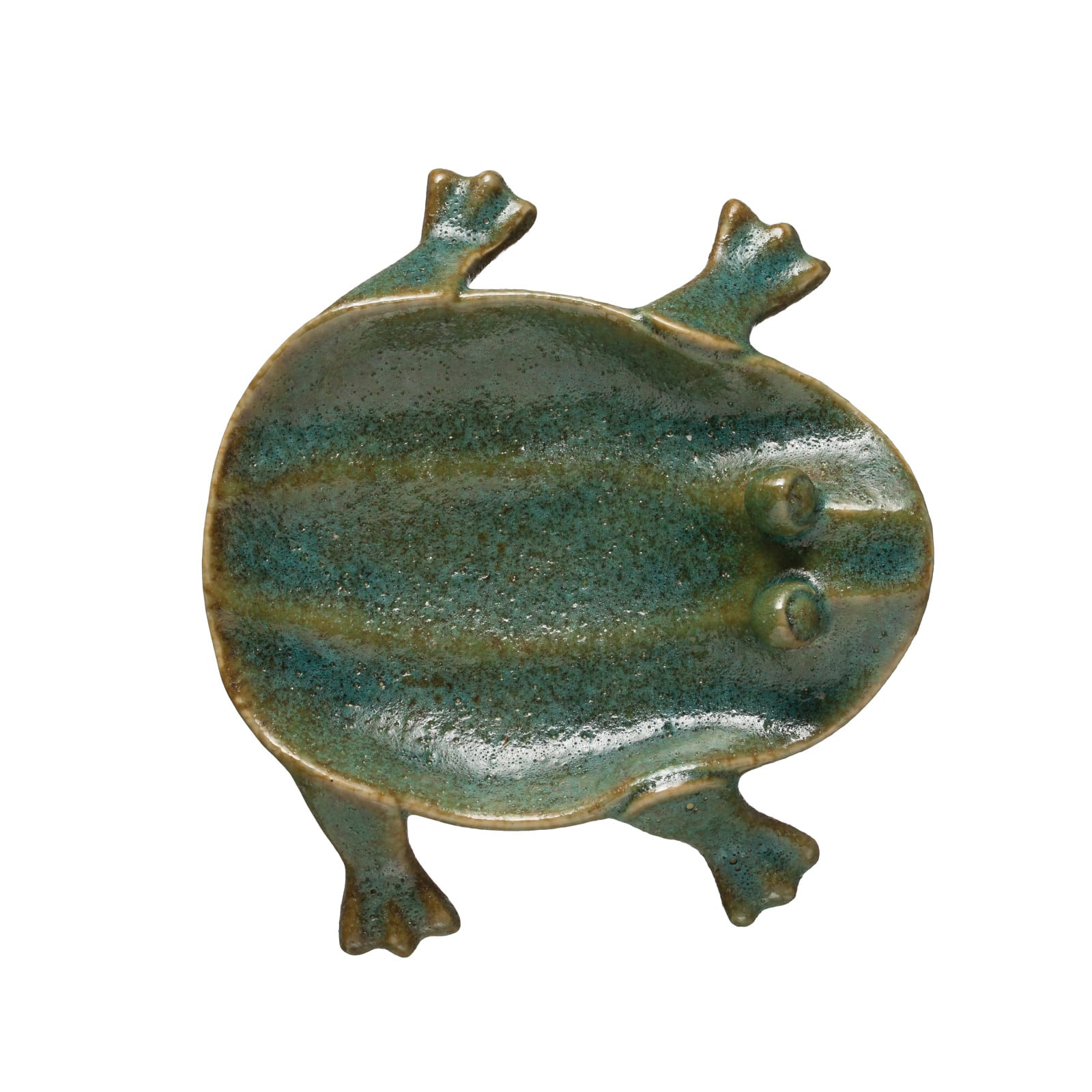 Hello Honey® Green Glazed Footed Frog Dish