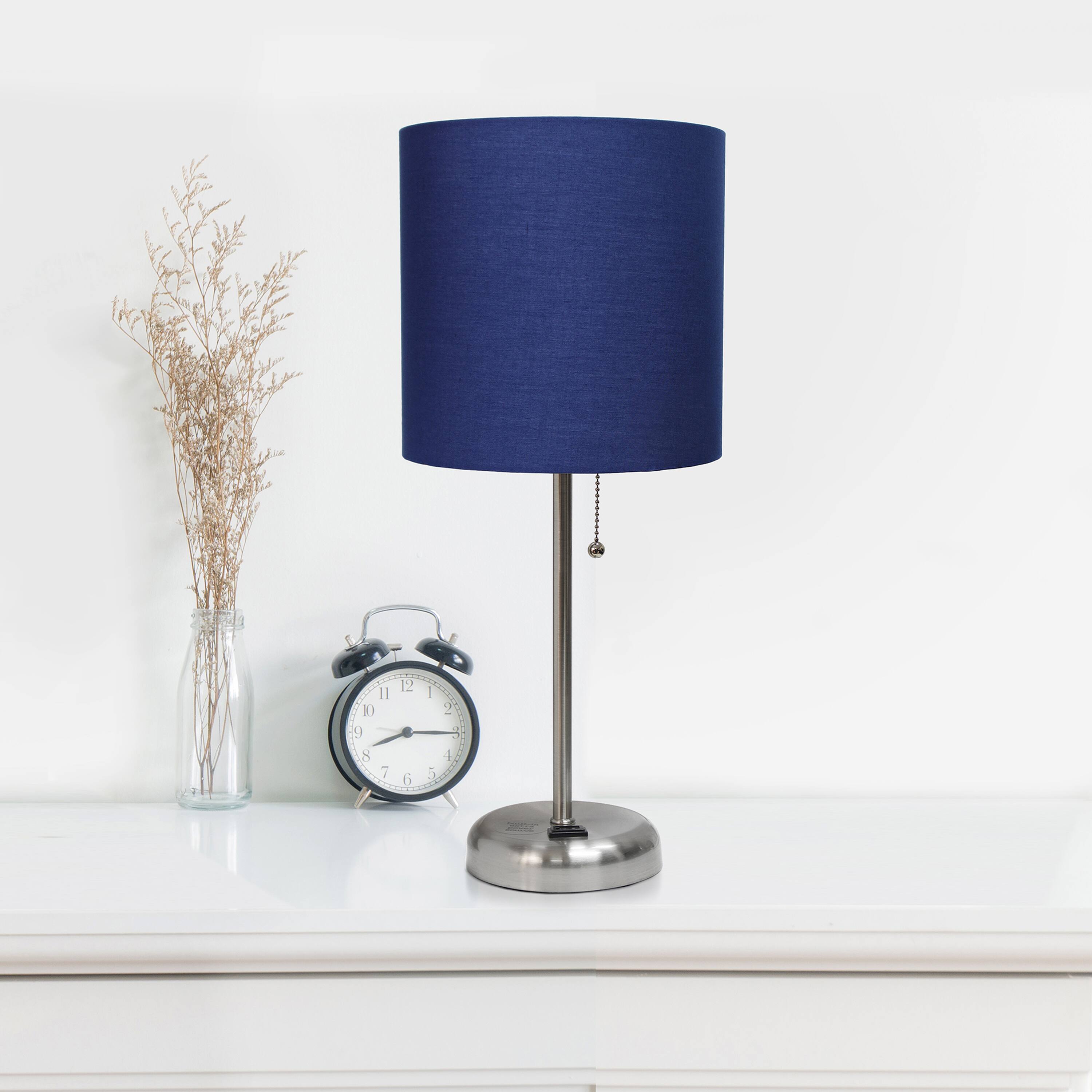 LimeLights 19.5&#x22; Stick Lamp with Charging Outlet and Fabric Shade