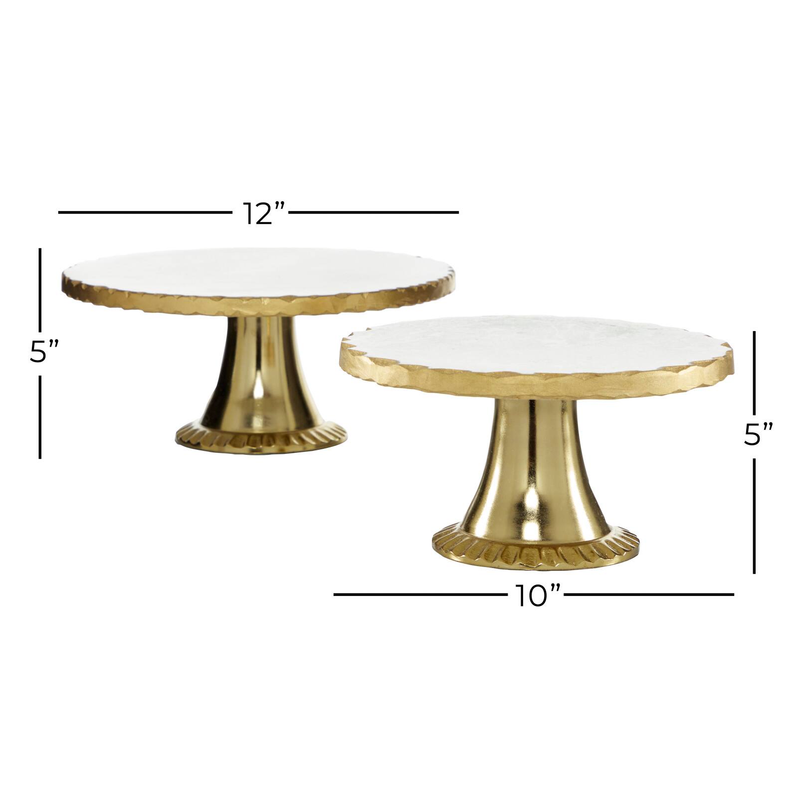Set of 2 Gold Marble Natural Cake Stand, 12", 10"