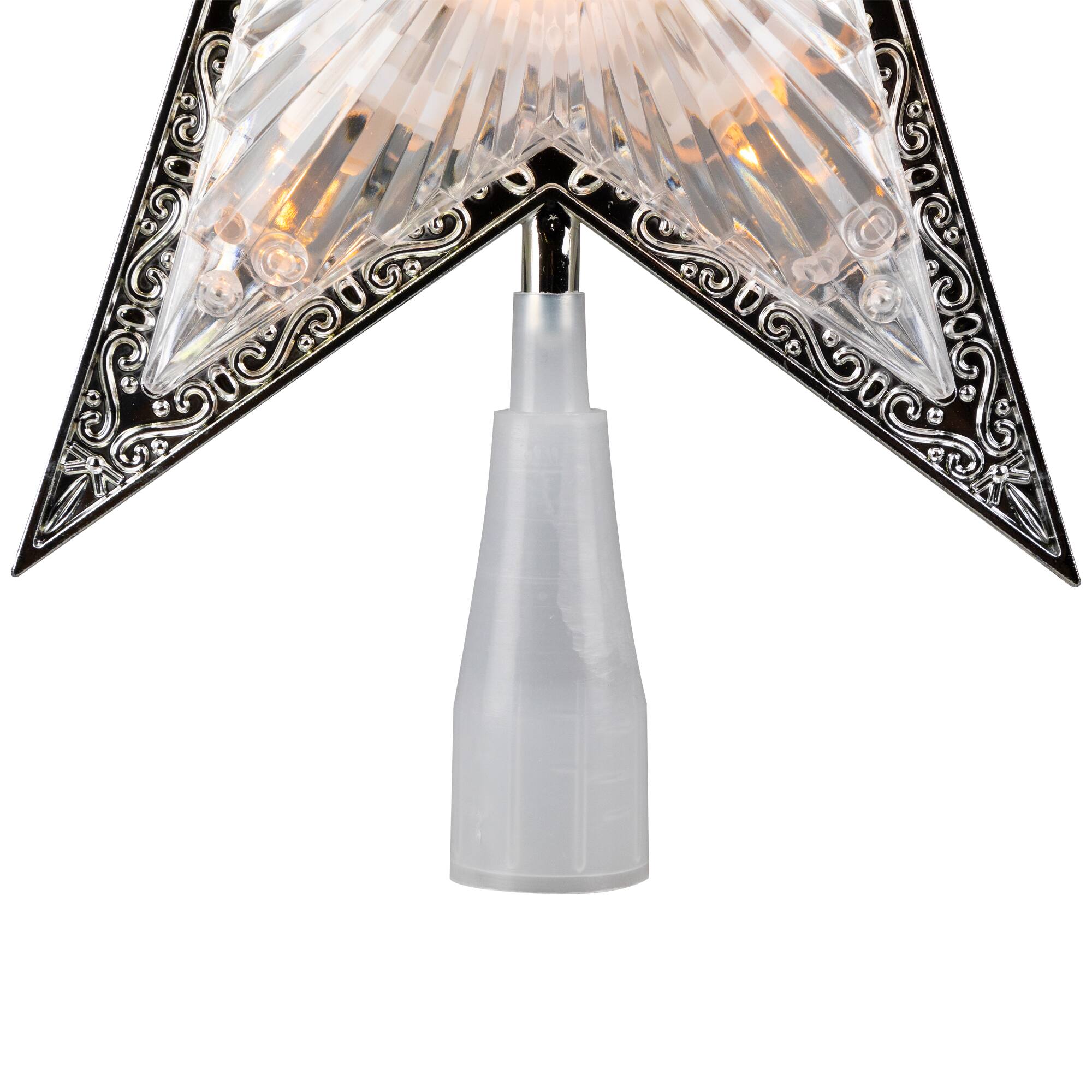 9" Pre-Lit Silver and Clear Crystal 5 Point Star Christmas Tree Topper - Clear Lights