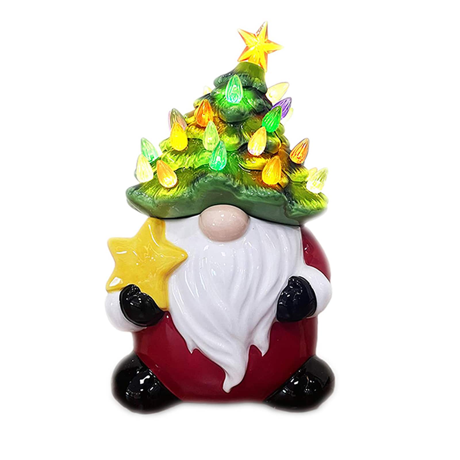 Santa&#x27;s Workshop 9&#x22; Gnome Cookie Jar with LED Lights