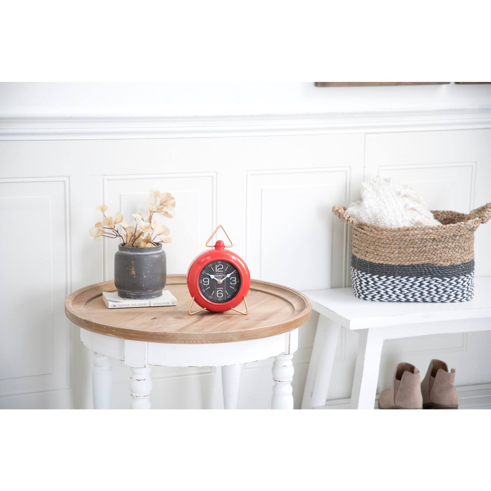 9&#x22; Red Metal Farmhouse Table Clock