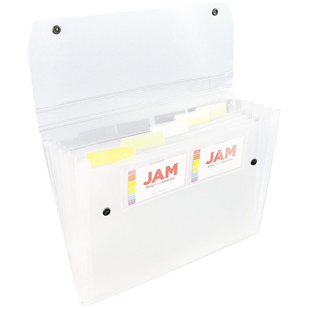 JAM Paper 9&#x22; x 13&#x22; Clear Plastic Accordion Folder