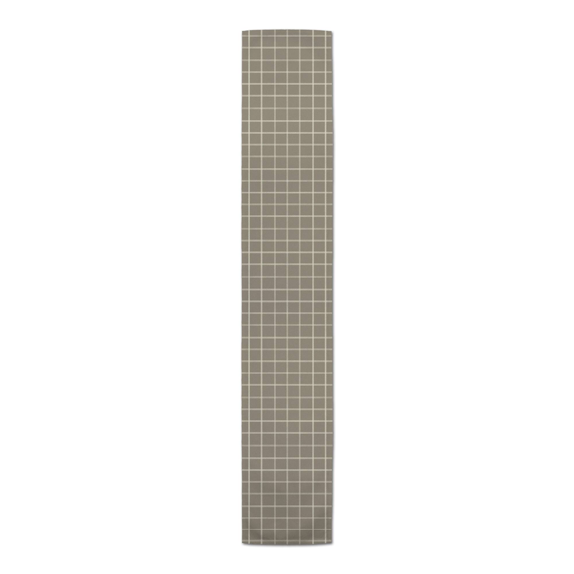 90" Taupe & White Check Cotton Twill Runner