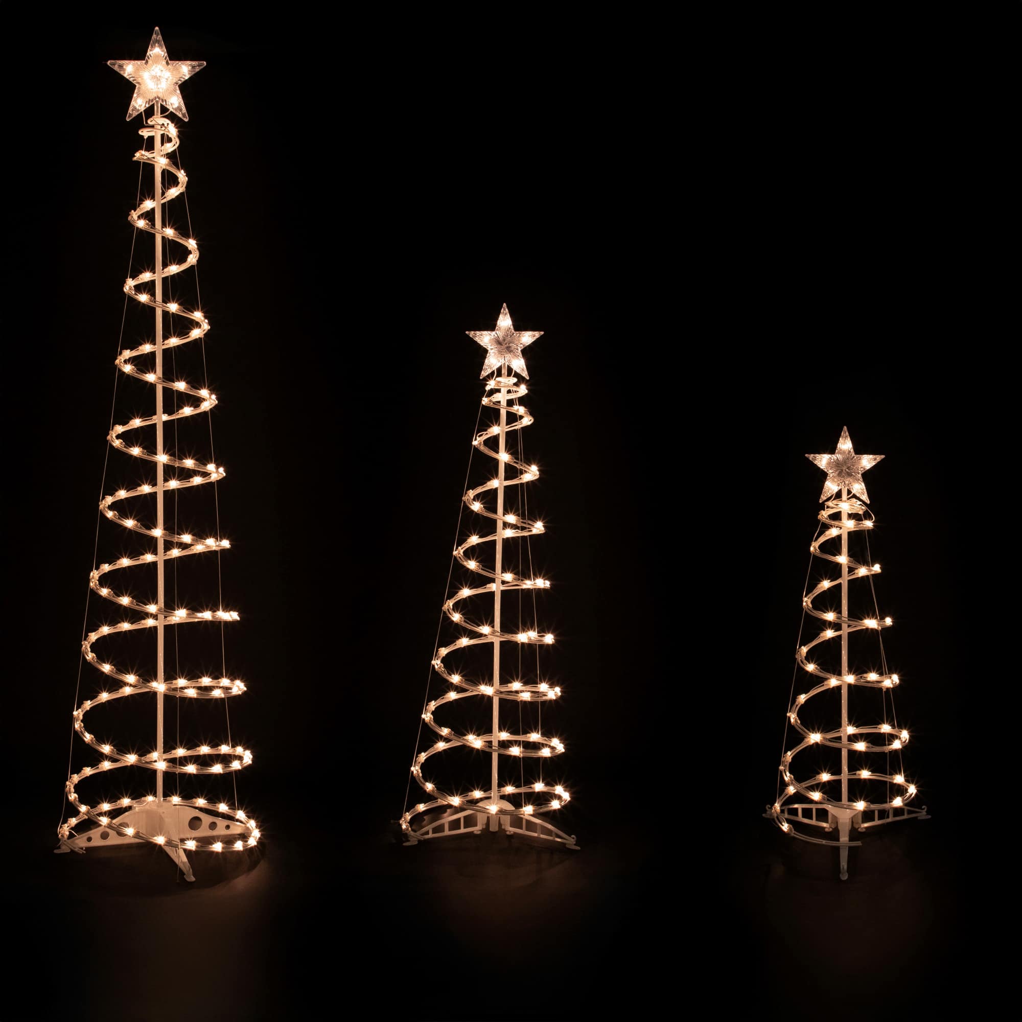 3ft., 4ft., & 6ft. Pre-Lit Spiral Artificial Christmas Tree Set, Clear Lights