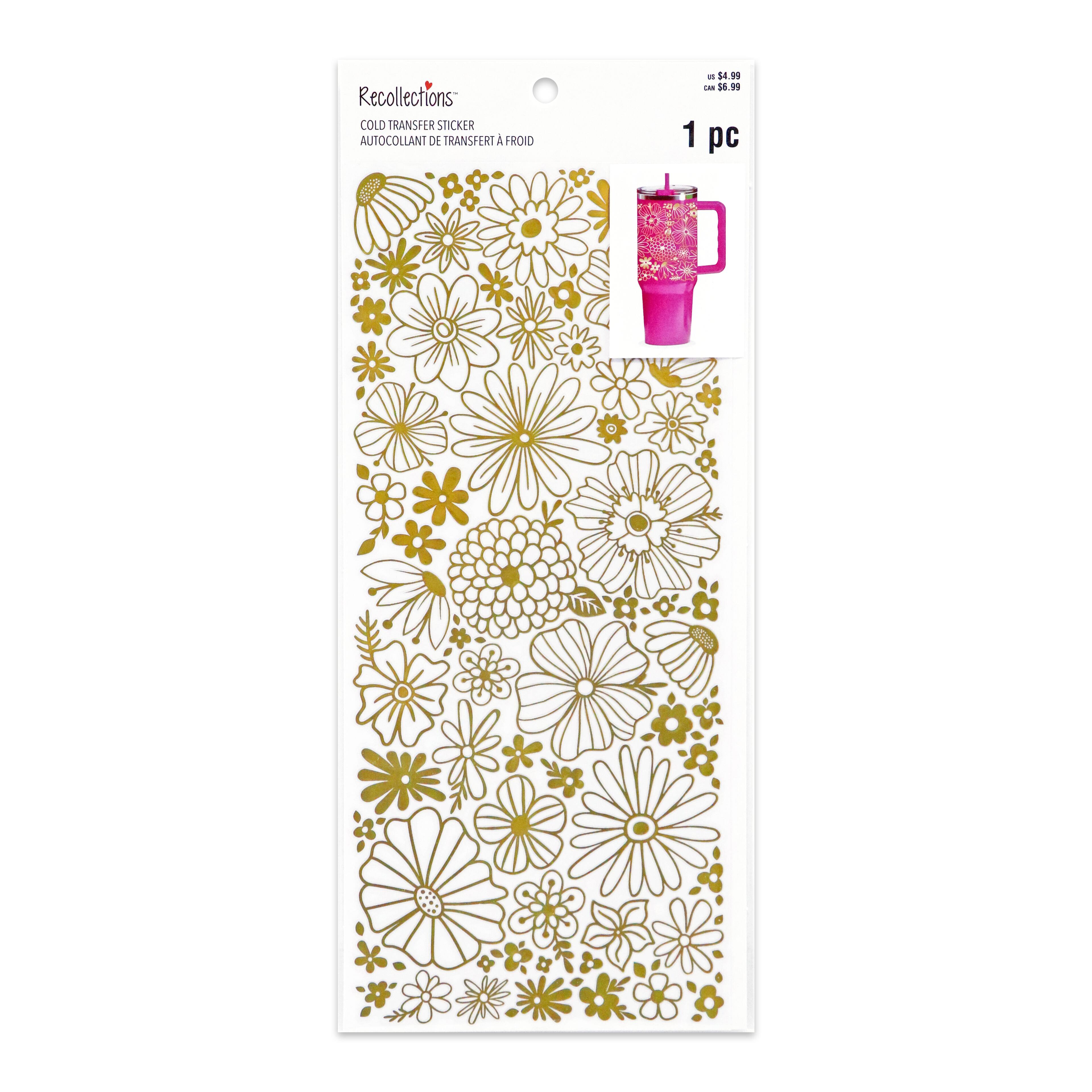 11.25" x 5" Gold Flowers Cold Transfer Sticker Wrap by Recollections™