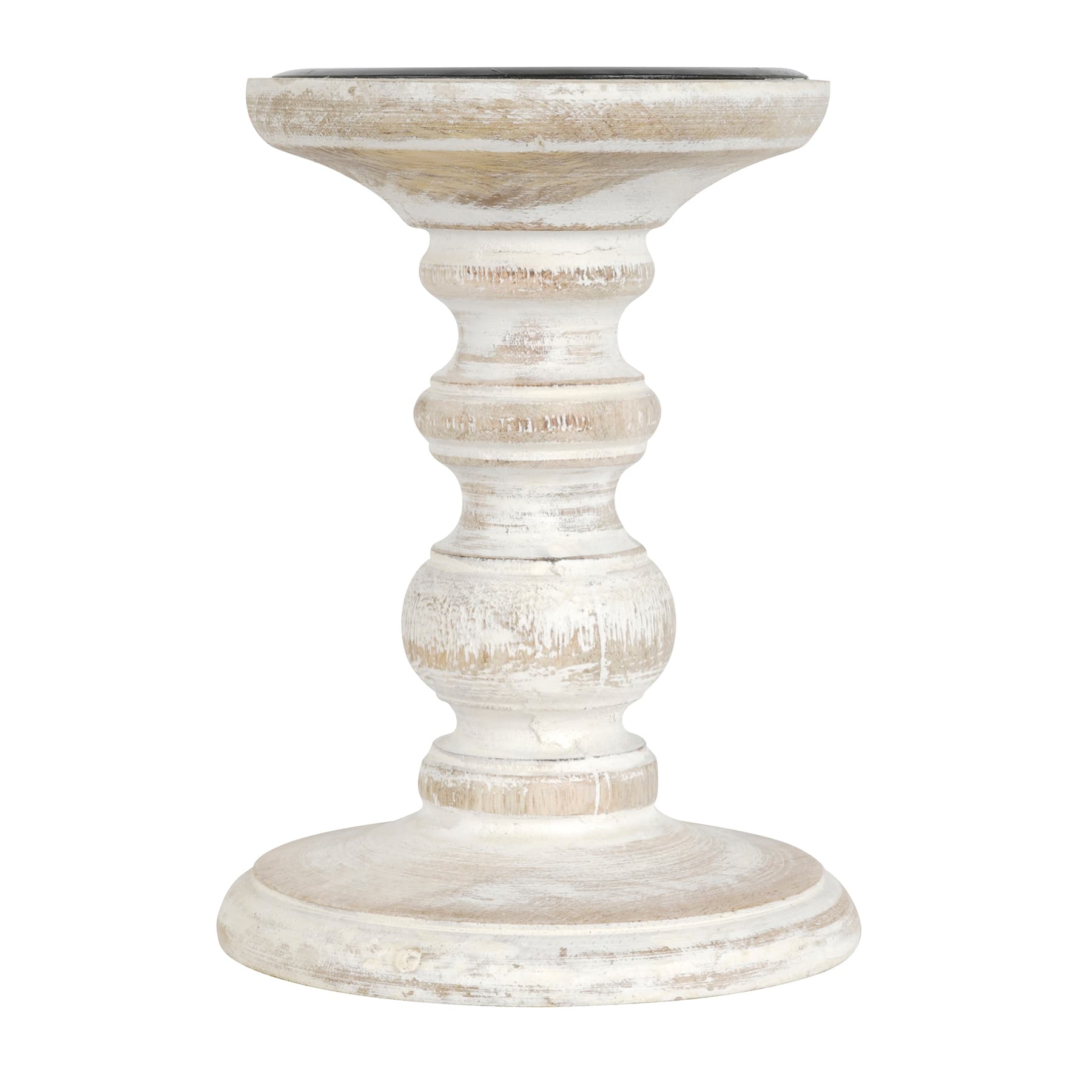 6 Pack: 6" Whitewashed Wood Carved Pillar Candle Holder by Ashland®