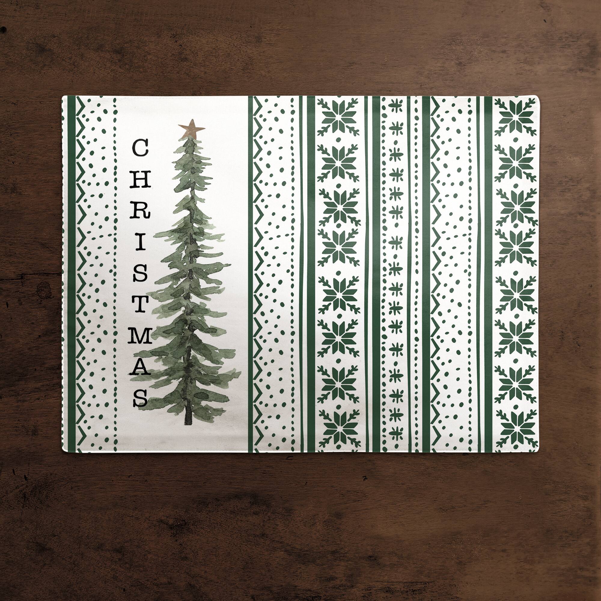 Christmas Tree Green Patterns Poly Twill Placemat