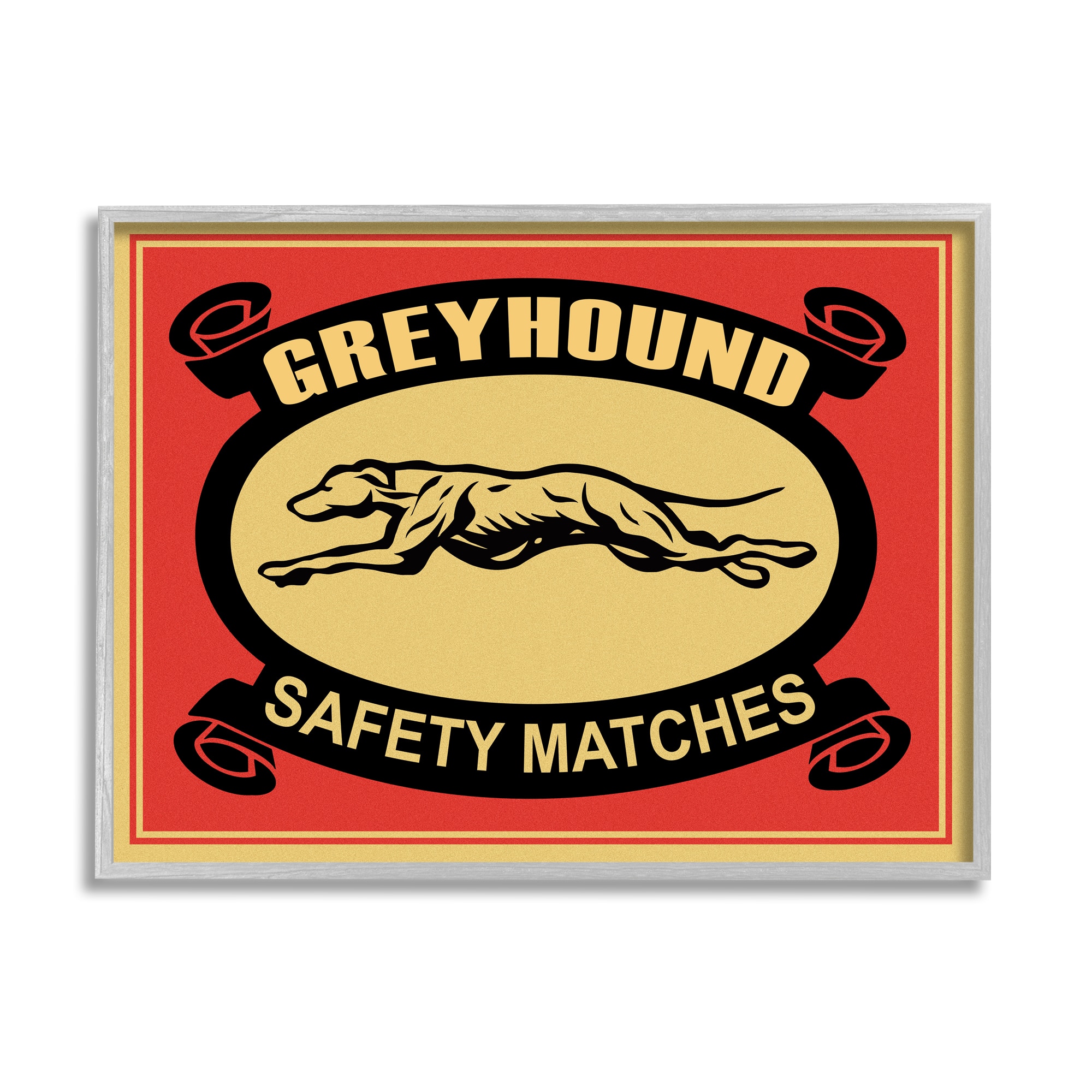 Stupell Industries Greyhound Safety Matches Vintage Wall Art in Gray Frame