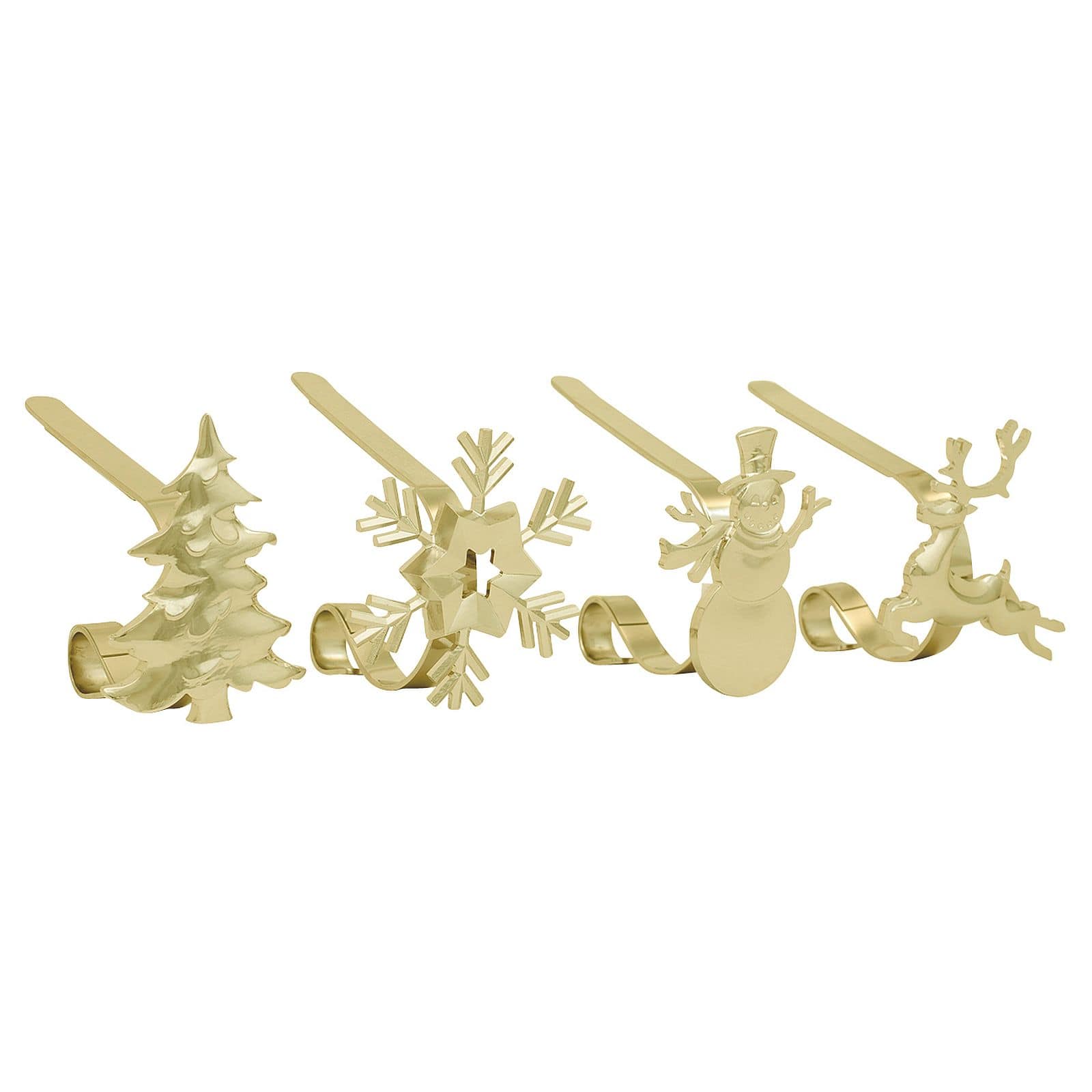 Original MantleClip&#xAE; Gold Assorted Holiday Icons Stocking Holders, 4ct.