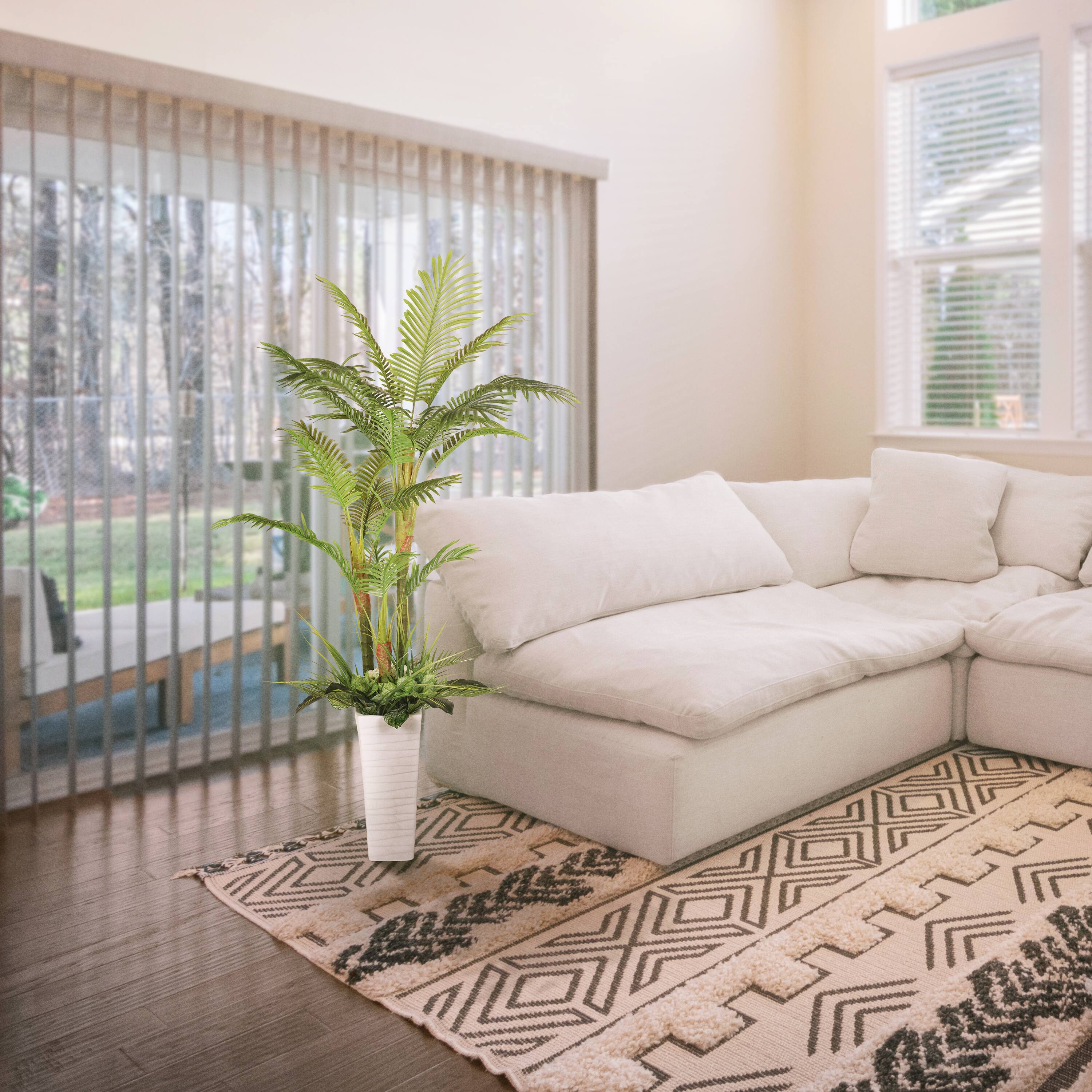 6ft. Artificial Areca Palm Tree in White Decorative Pot