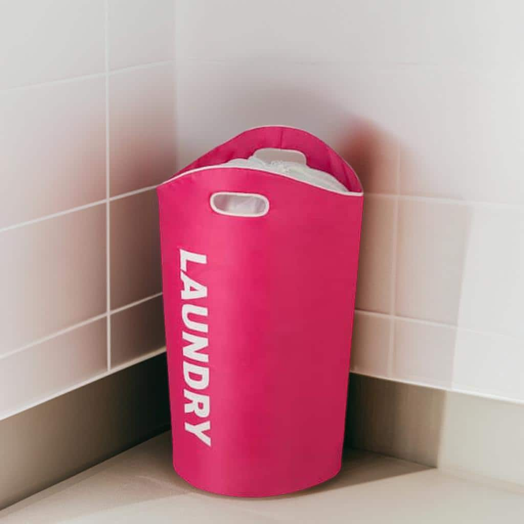 Honey Can Do Pink Graphic Laundry Basket