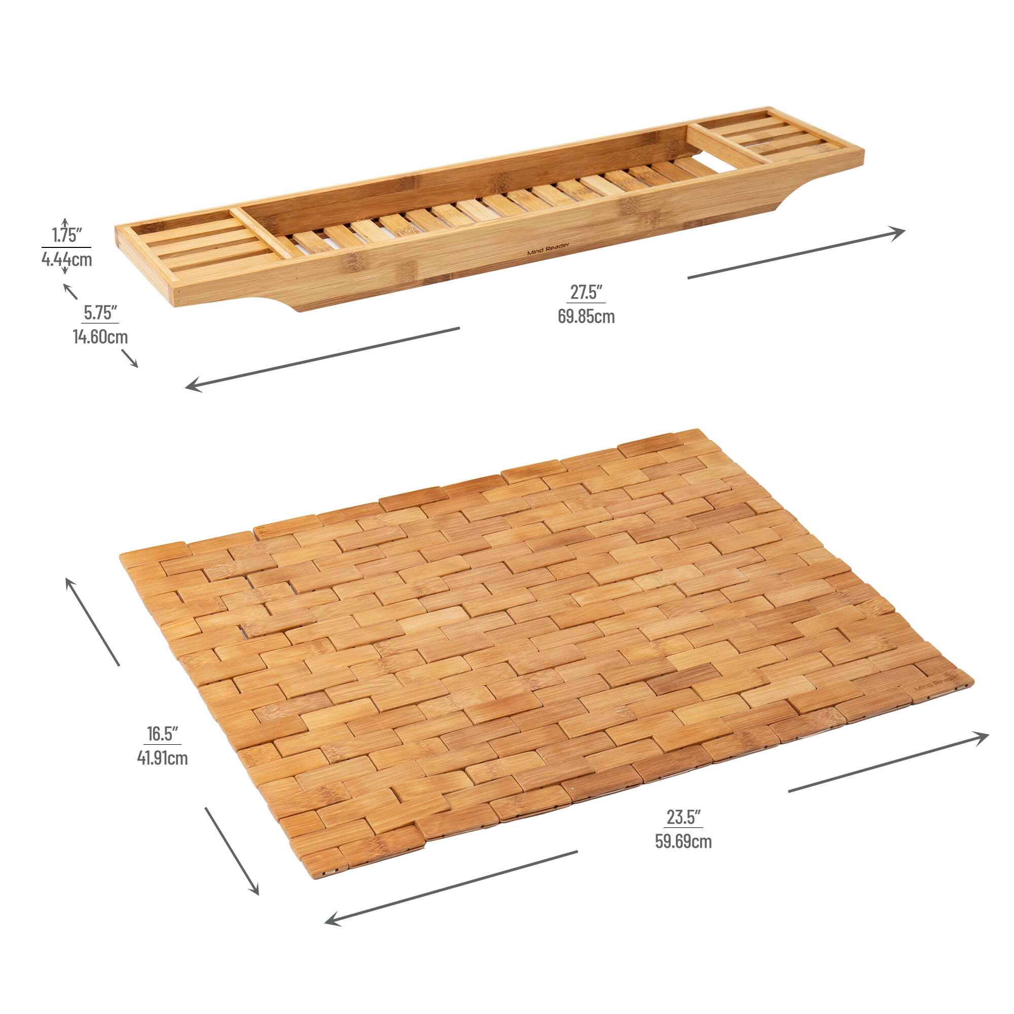 Mind Reader Bali Collection Luxury Bamboo Bath Caddy & Roll Up Mat Set