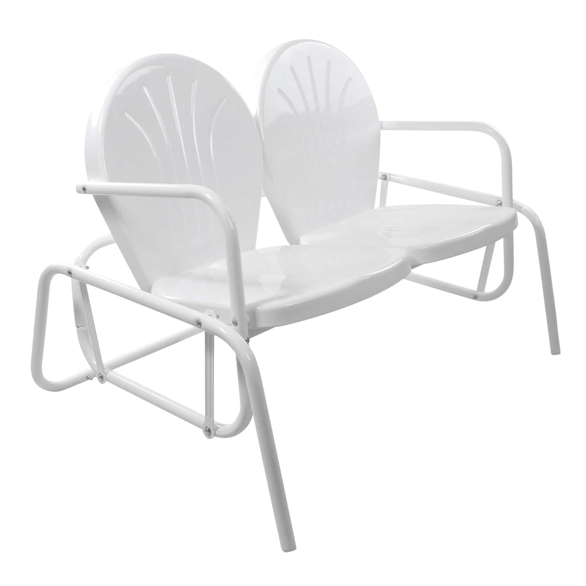 2-Person Outdoor Retro Metal Tulip Double Glider Patio Chair