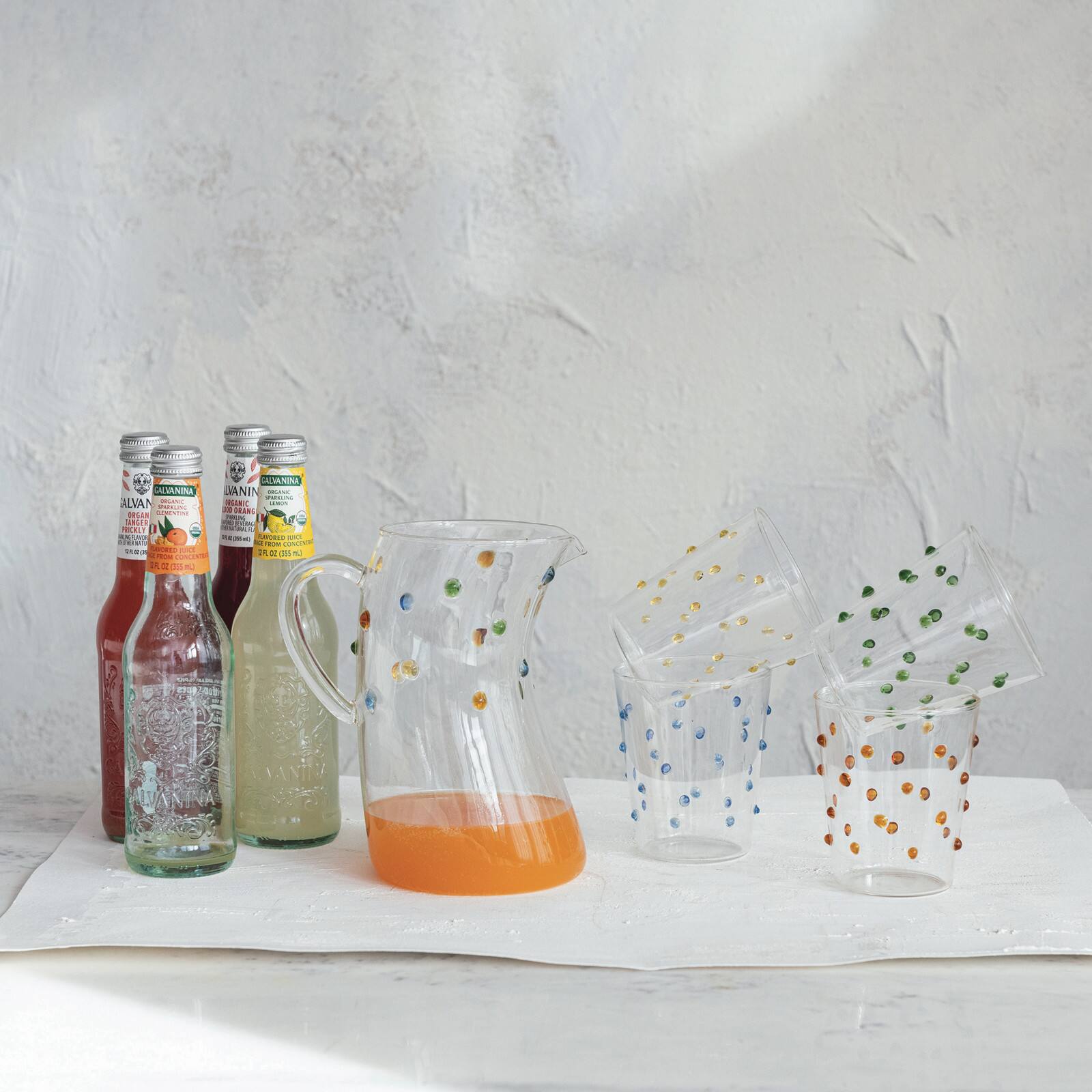 Hello Honey 42oz. Artisanal Borosilicate Glass Pitcher with Raised Dots