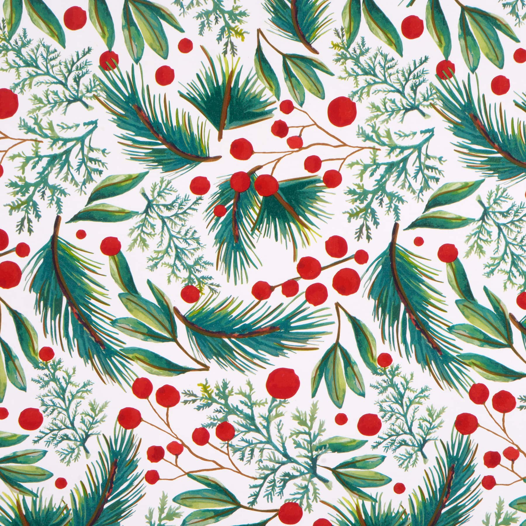 Green Holly Print Gift Wrap by Celebrate It&#x2122;