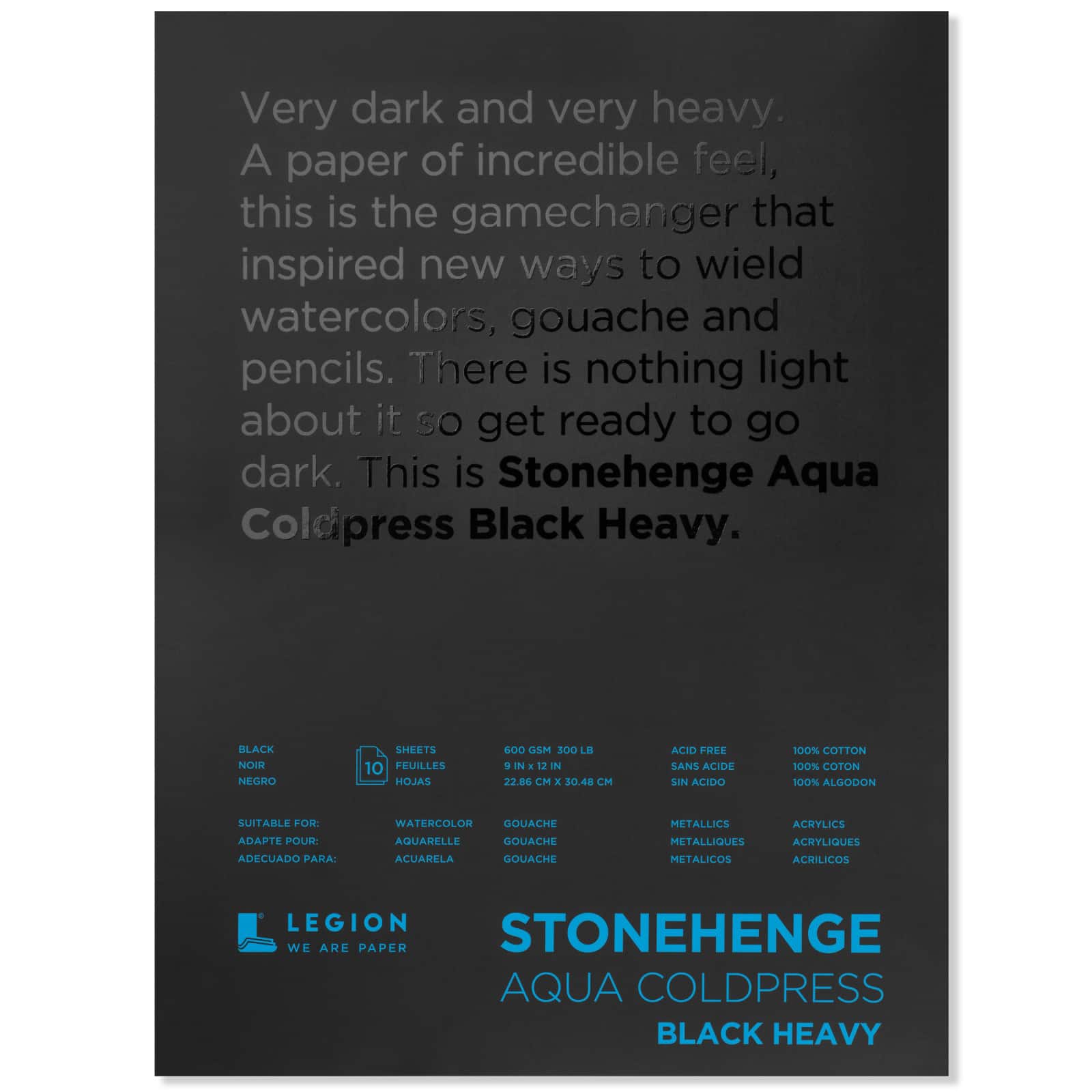 Legion Paper Stonehenge Aqua Black Heavy Watercolor Block