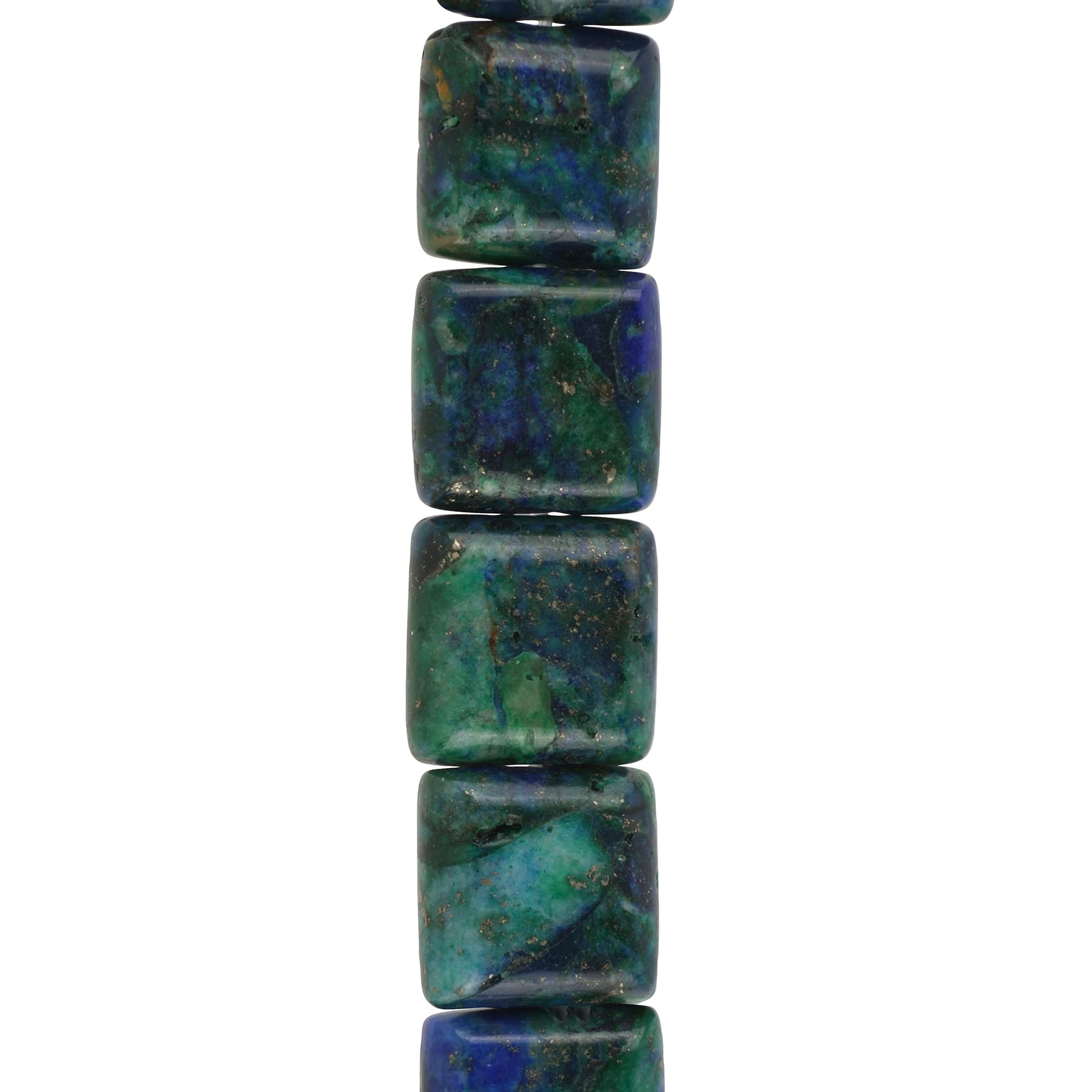 6 Pack: Chrysocolla Flat Square Beads, 10mm by Bead Landing™
