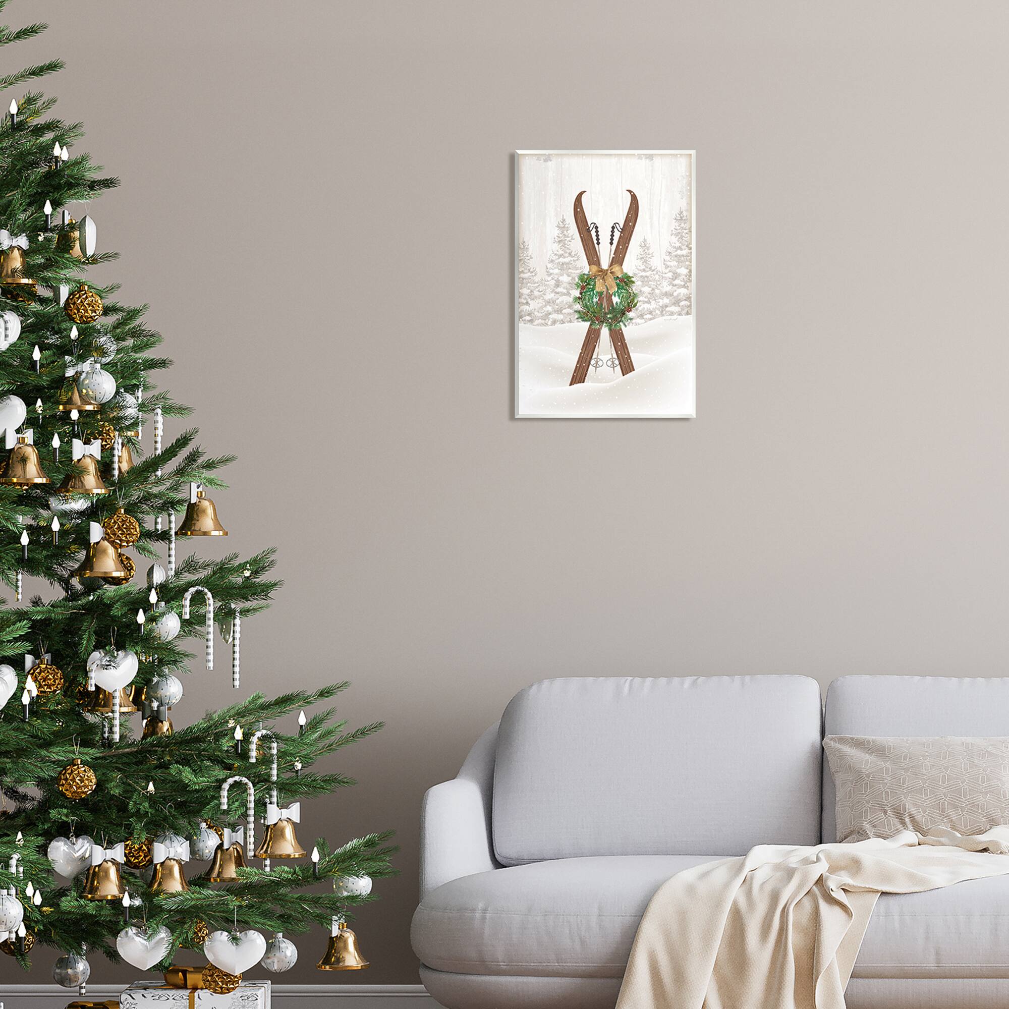 Stupell Industries Winter Skis Holiday Wreath Wall Plaque Art