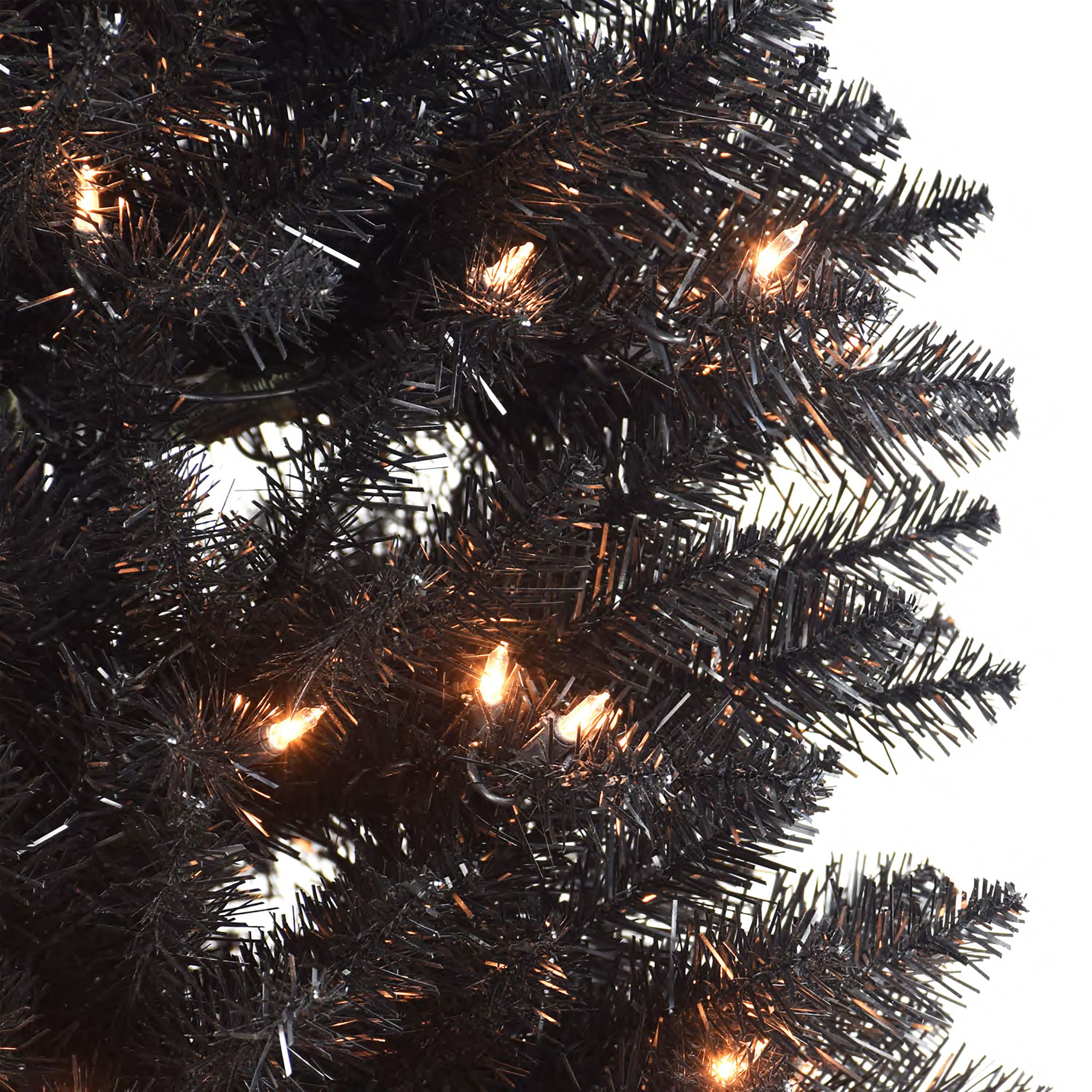 6 Pack: 6.5ft. Pre-Lit Black Pencil Fraser Fir Artificial Christmas Tree, Clear Lights
