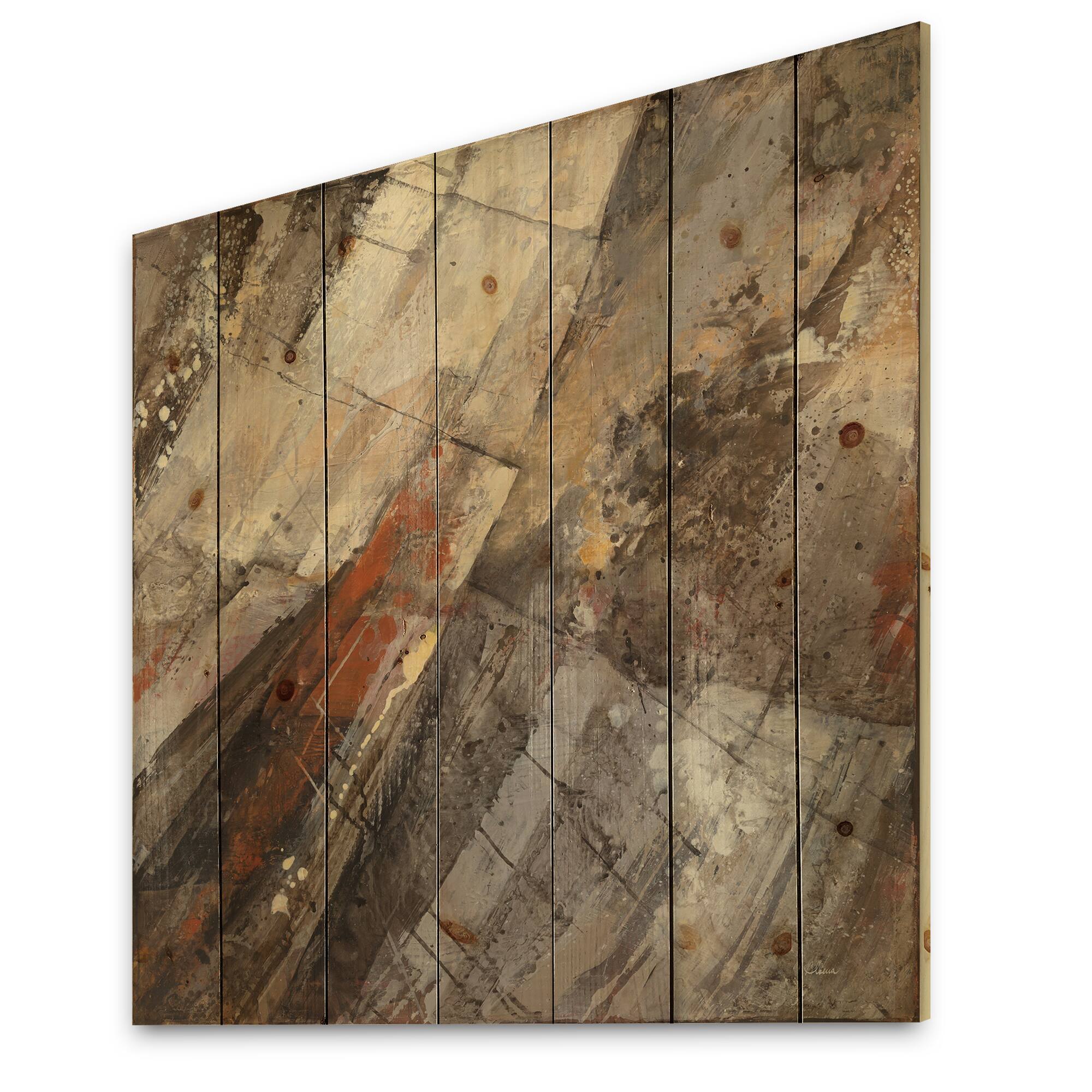 Designart - Fire and Ice Minerals III - Farmhouse Print on Natural Pine Wood