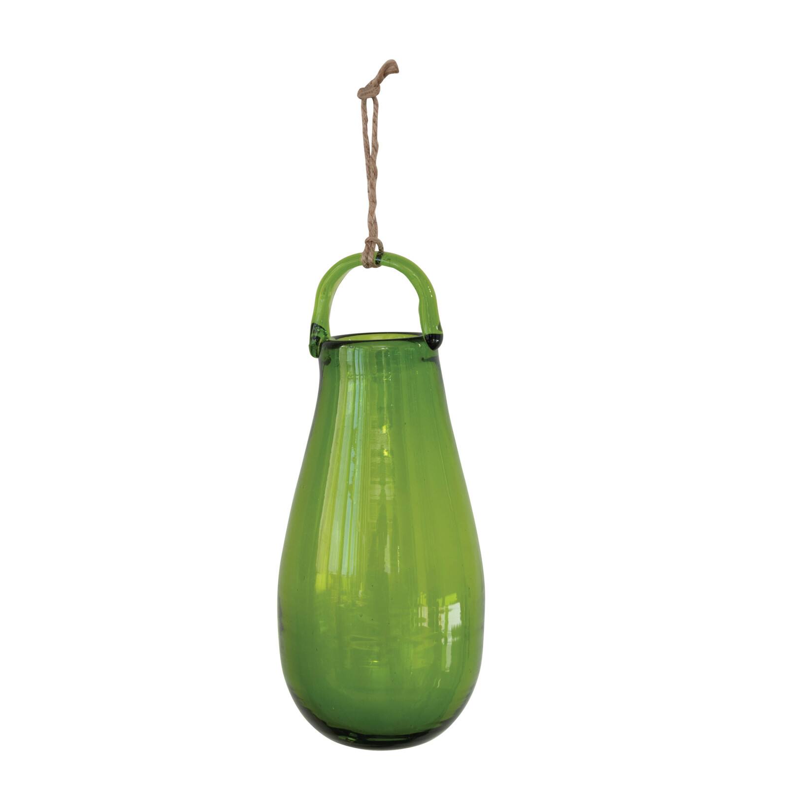 10" Green Hand Blown Glass Hanging Vase Michaels