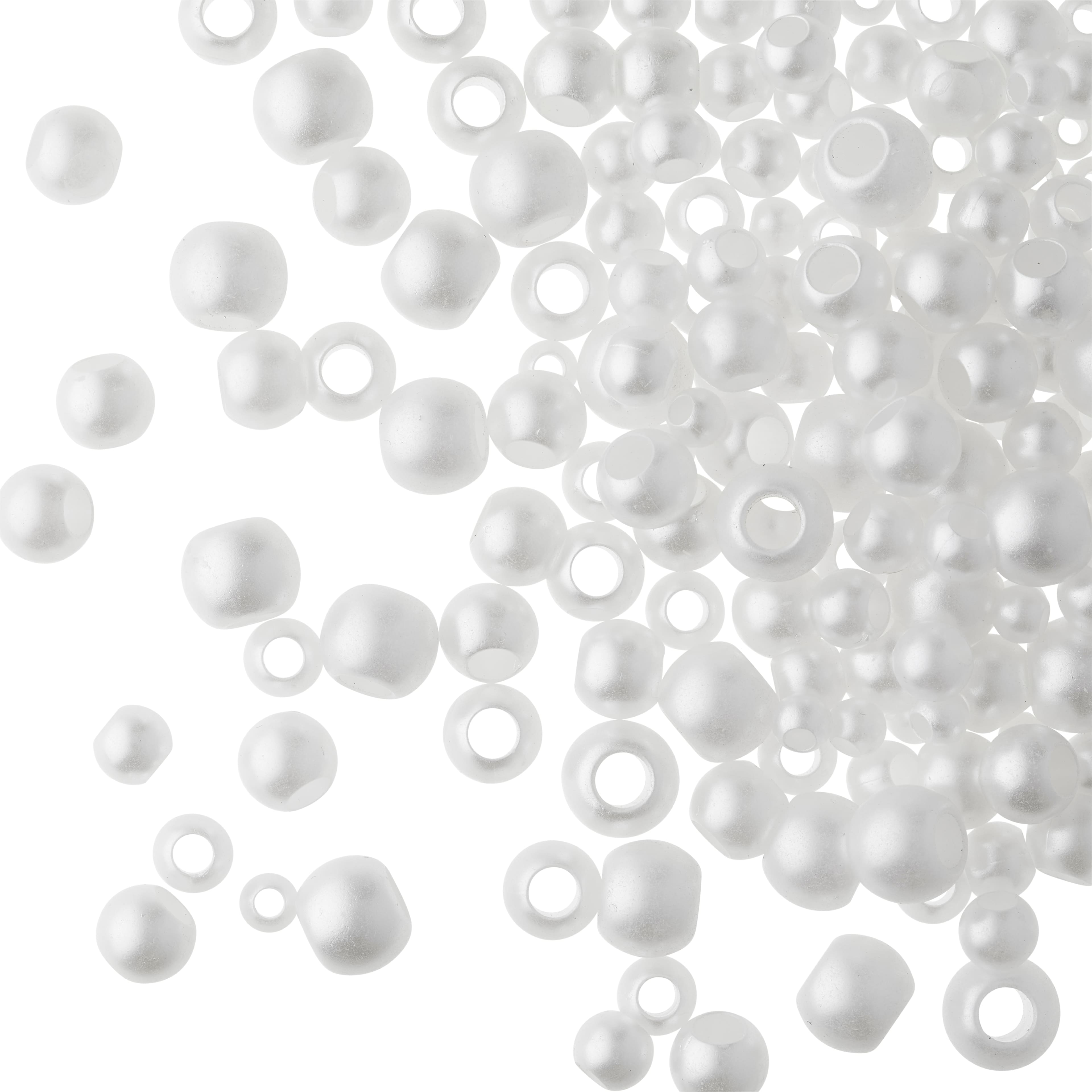 White Pearl Plastic Round Craft Beads by Bead Landing™