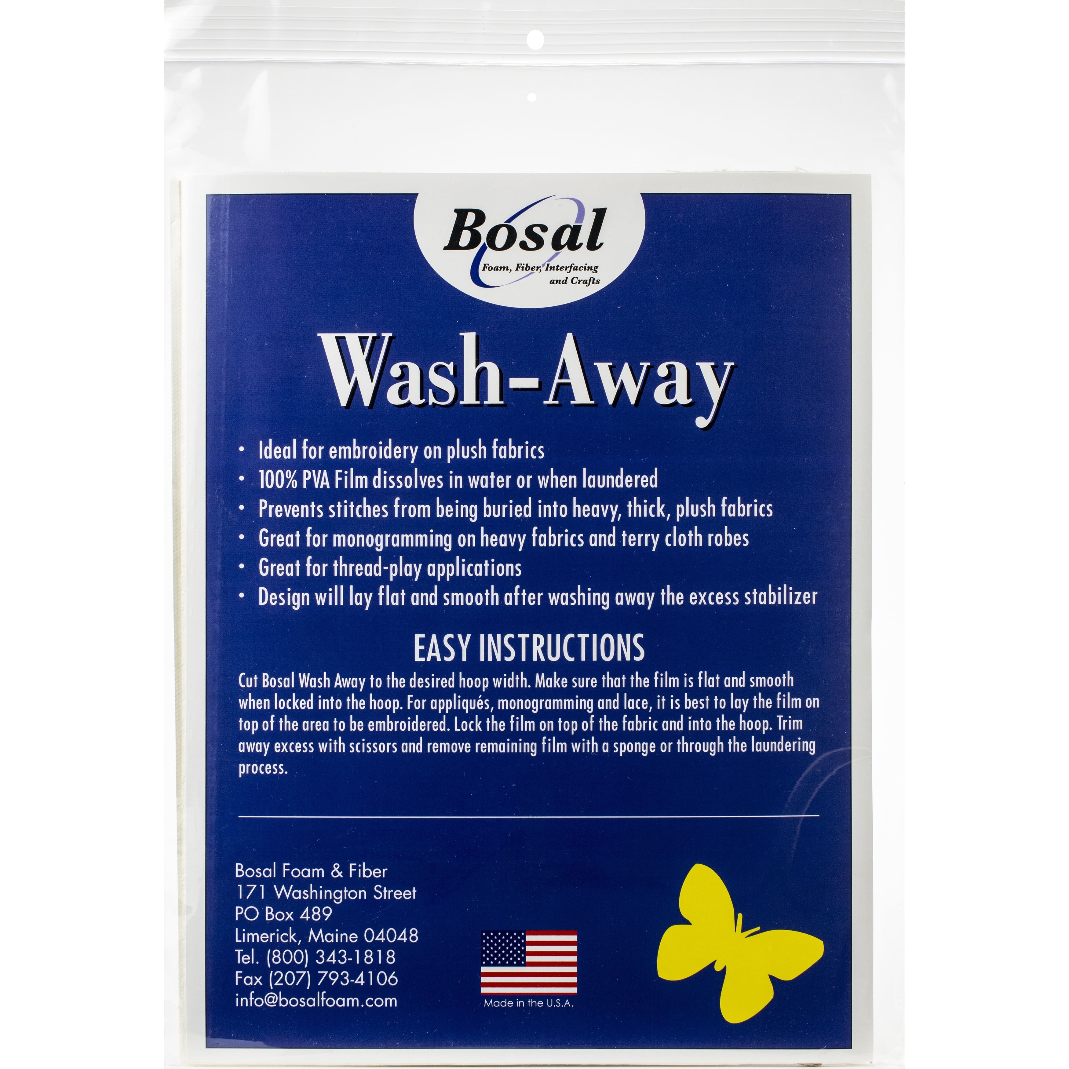 Bosal Stick-Stitch-N-Rinse Wash-Away Stabilizer, 10ct.