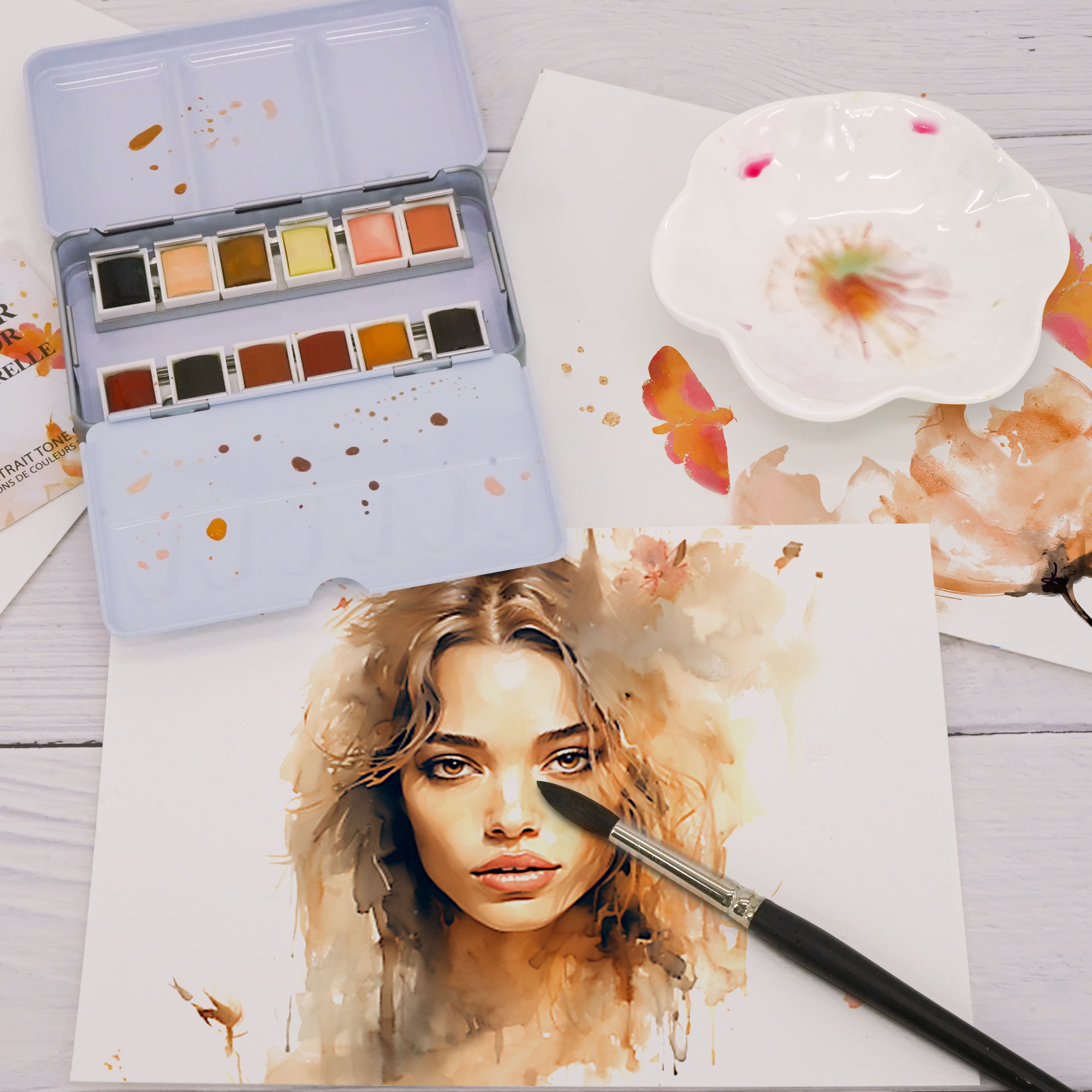 6 Pack: 12 Half Pans Portrait Watercolor Set by Artist's Loft™