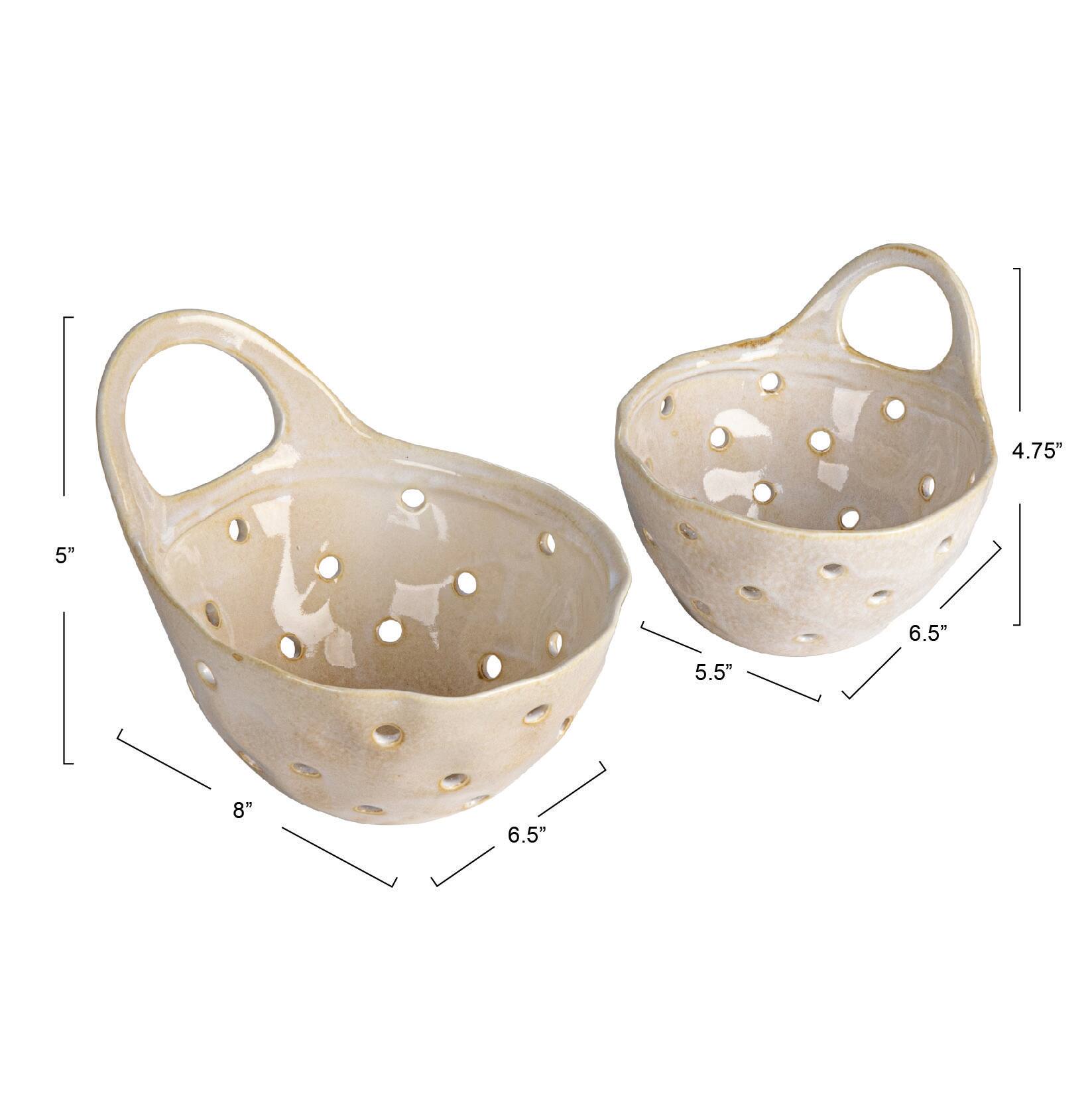 Hello Honey® Cream Stoneware Colander Set