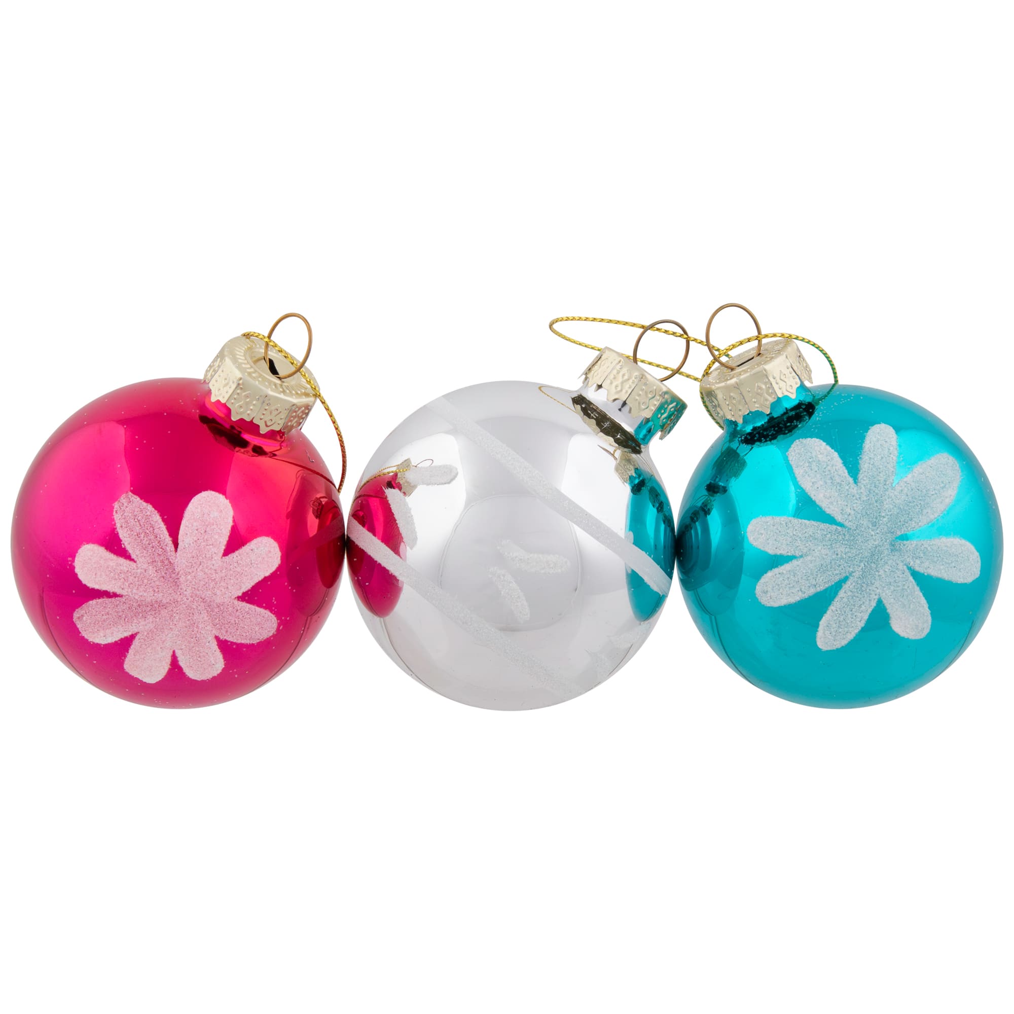 12ct. 2.5&#x22; Frosted &#x26; Glittered Multicolor Glass Ball Ornaments