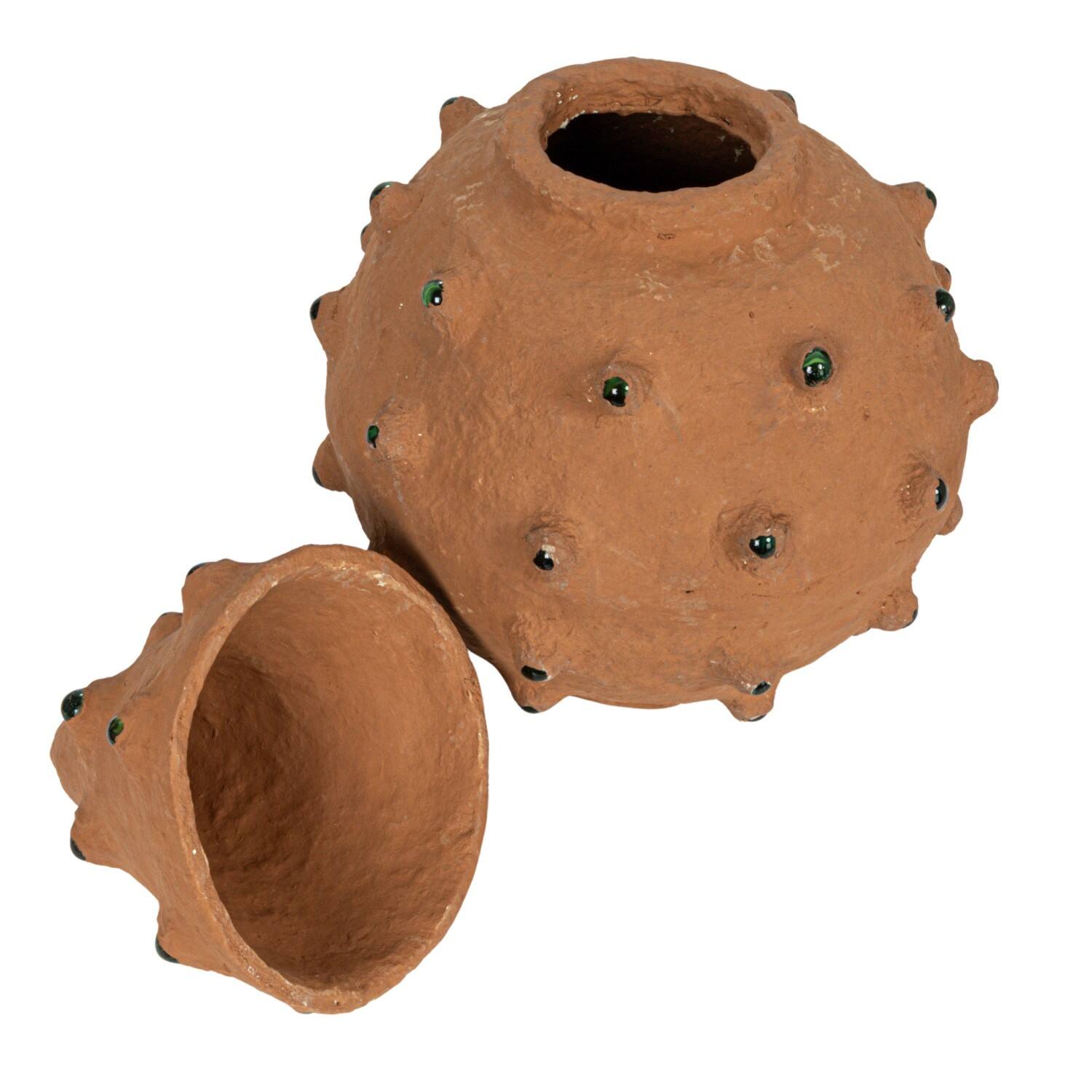 Hello Honey® Decorative Paper Mâché Canister with Glass Marble Accent