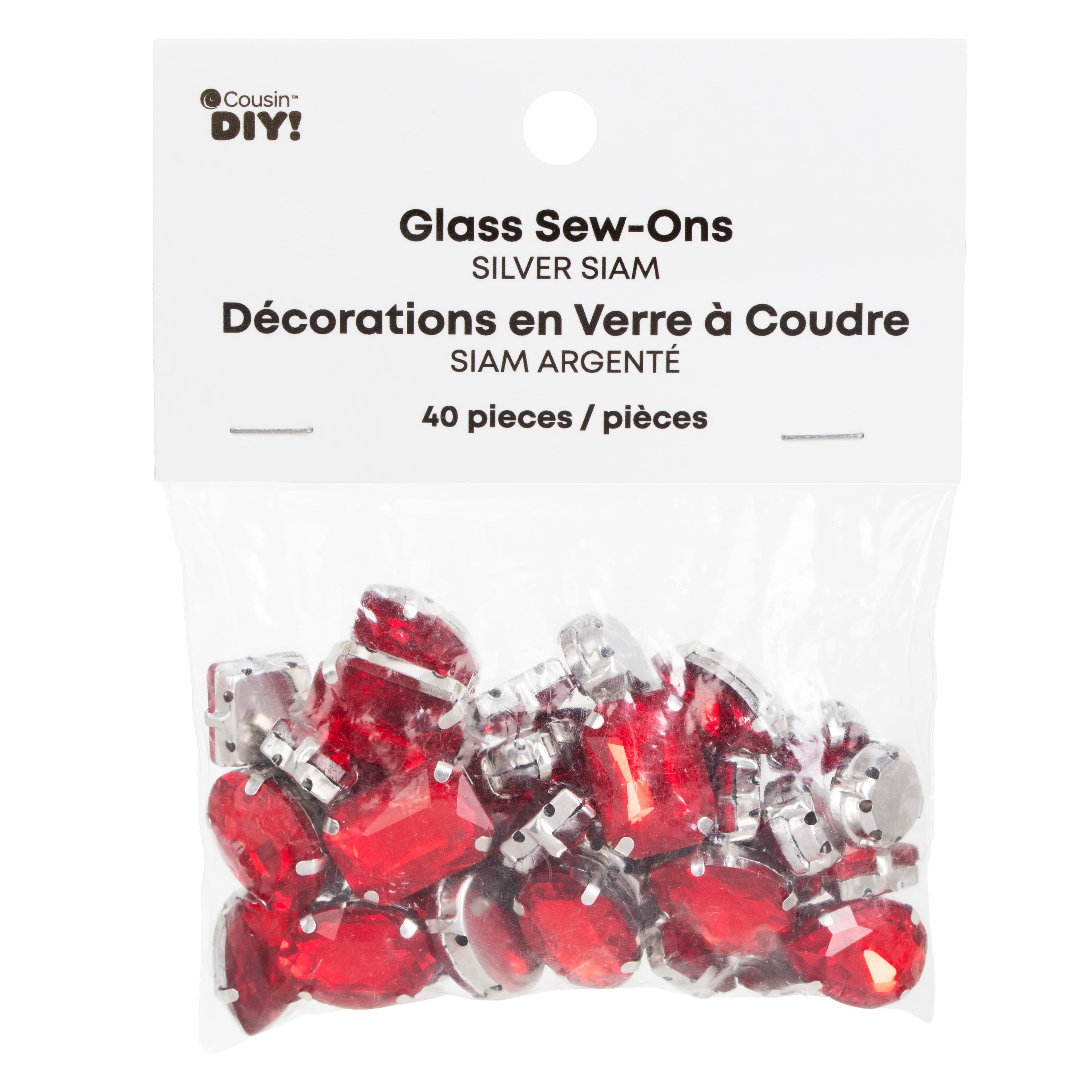 CousinDIY Silver Siam Glass Sew-On Rhinestones, 40ct.