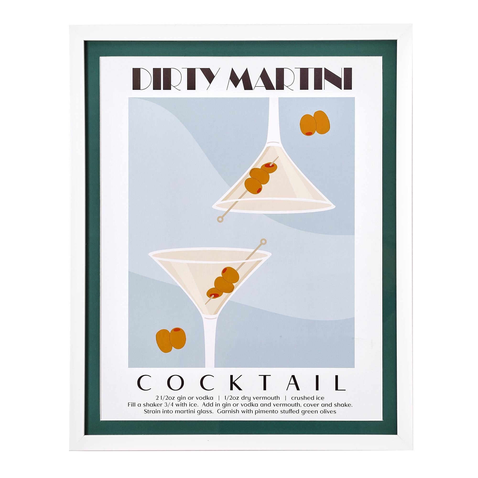 American Art Decor Tipsy Framed Dirty Martini Cocktail Poster - 16" x 20" x .75"