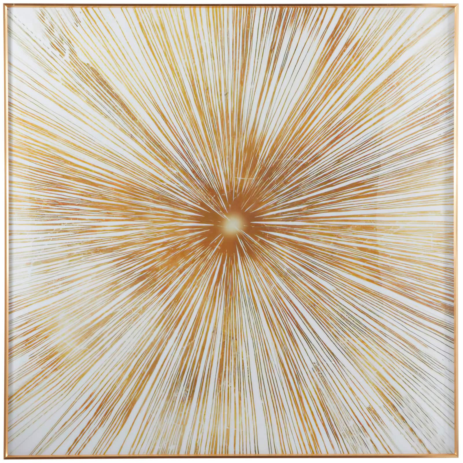 CosmoLiving by Cosmopolitan Gold Porcelain Radial Starburst Framed Wall Art with Gold Aluminum Frame 40&#x22; x 2&#x22; x 40&#x22;