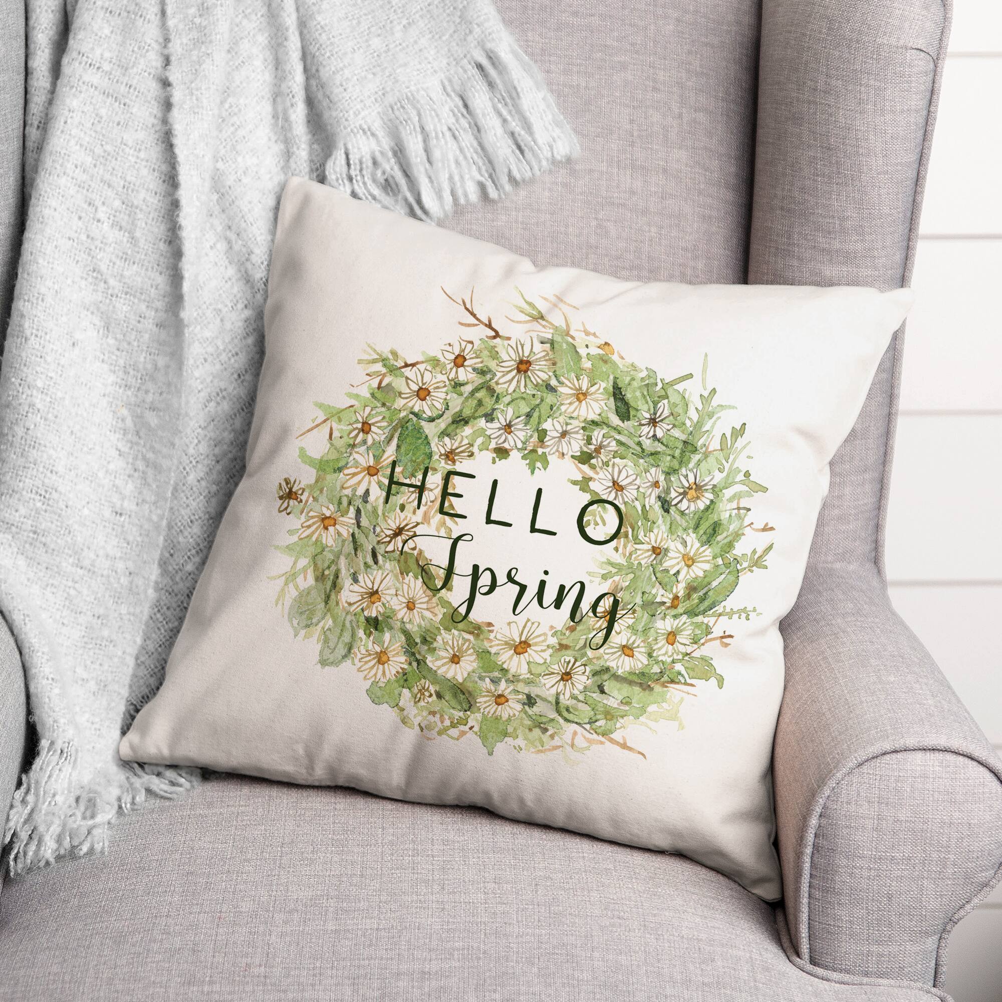 Hello Spring Daisy 18" x 18" Throw Pillow